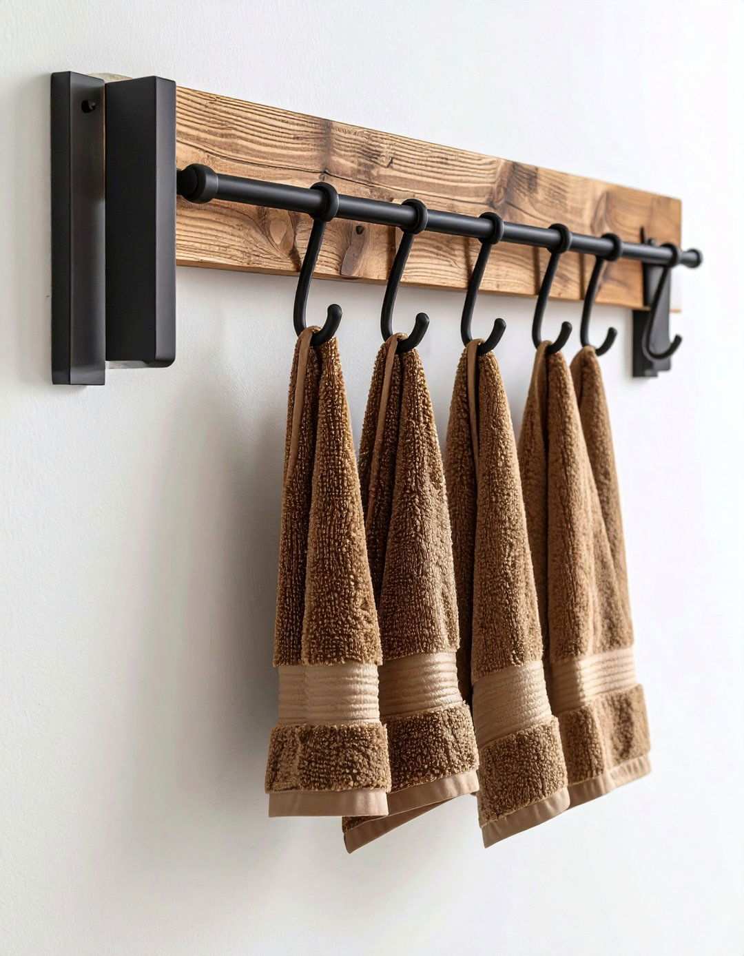 Reclaimed Wood Accent Towel Rack - 20 Bathroom Towel Rack Ideas