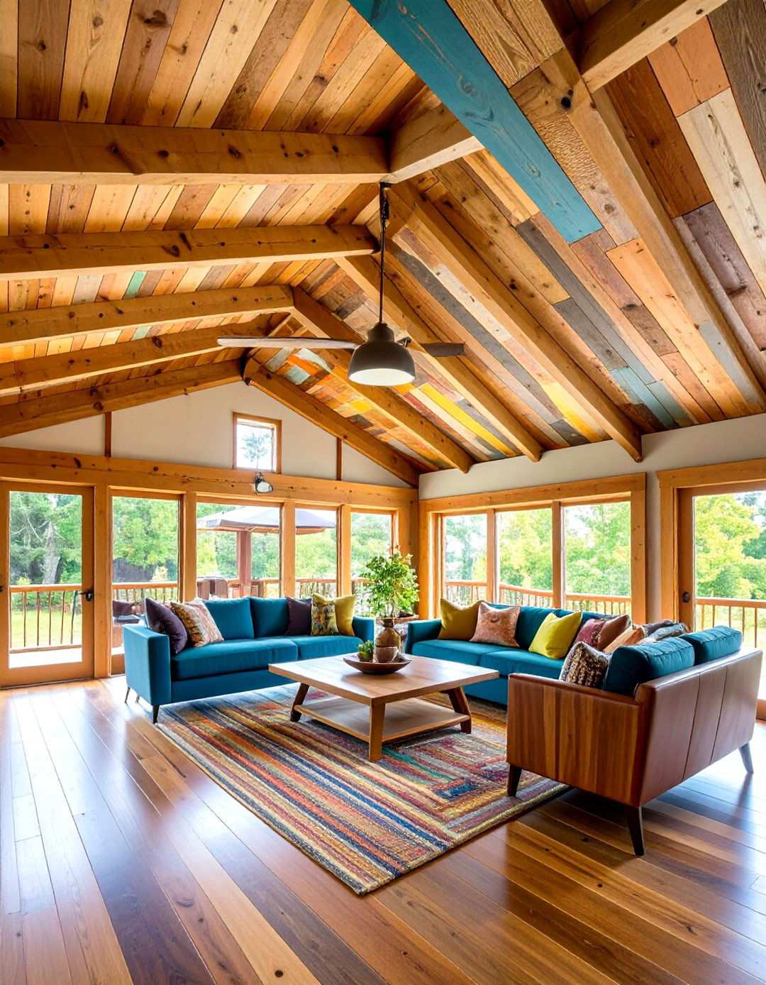 Reclaimed Wood Patchwork Accent Ceiling - 20 Accent Ceiling Ideas