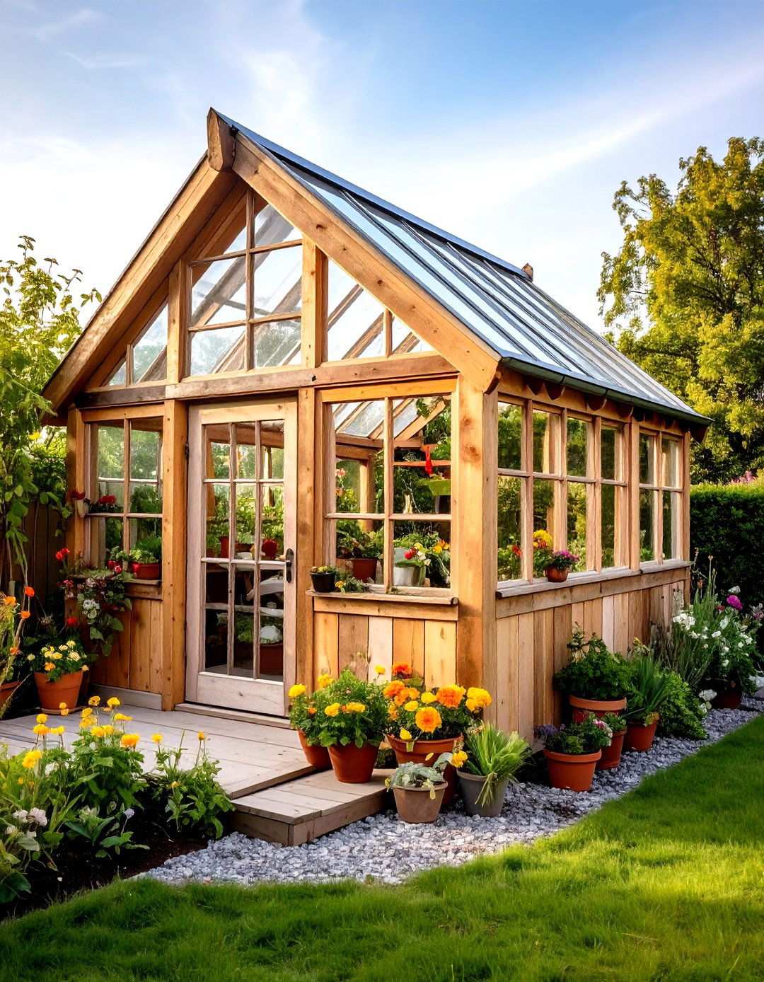 Recycled Materials Corner Greenhouse - 20 Corner Greenhouse Ideas