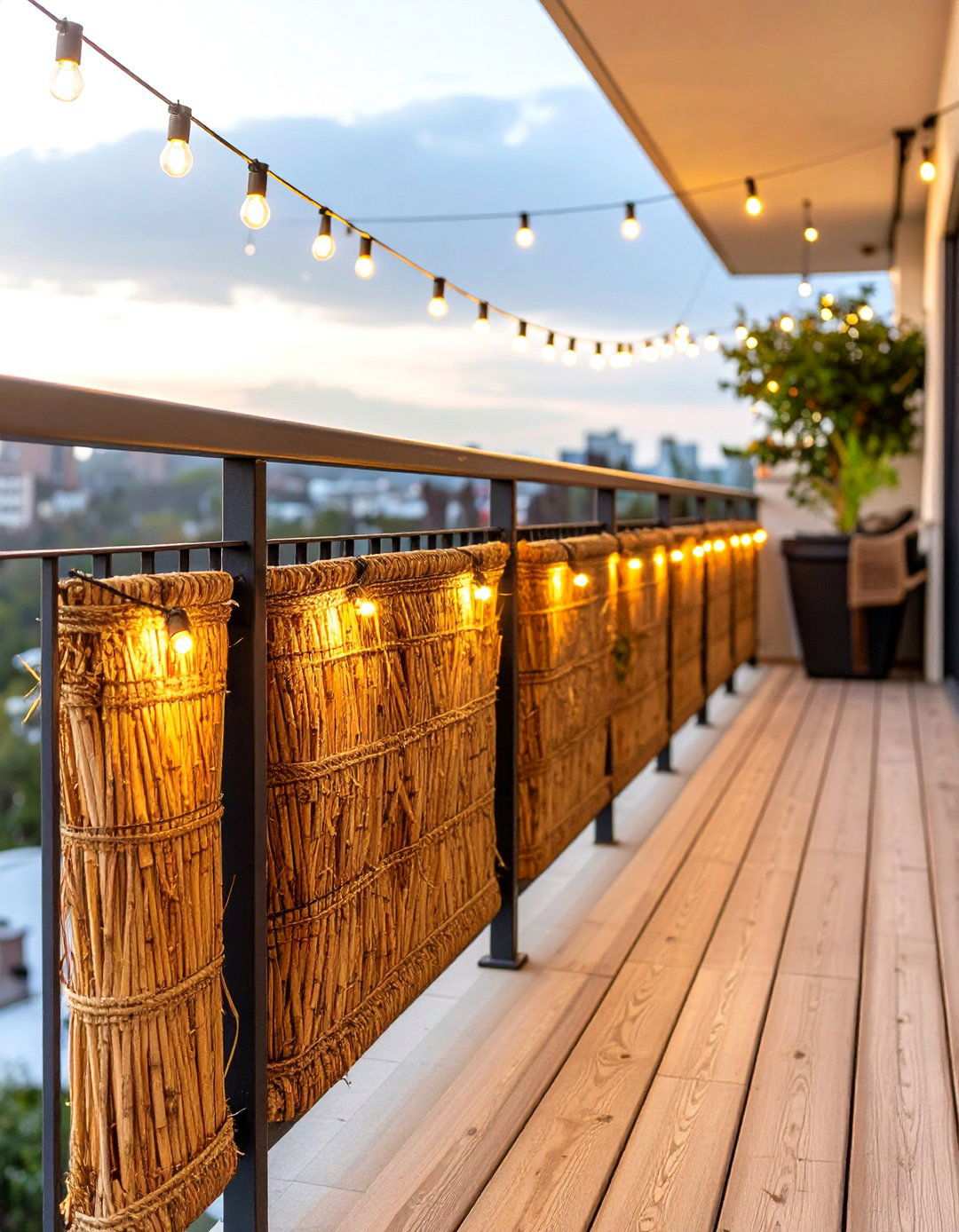 Reed or Willow Fencing for Rustic Texture - 20 Balcony Privacy Ideas
