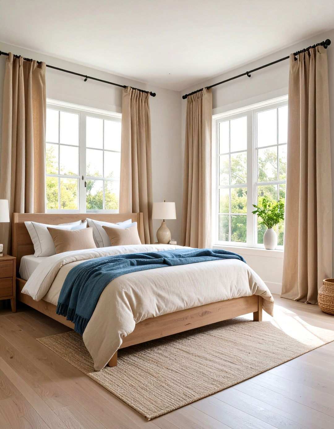 Relaxed Linen Bedroom Curtains - 20 Bedroom Curtain Ideas