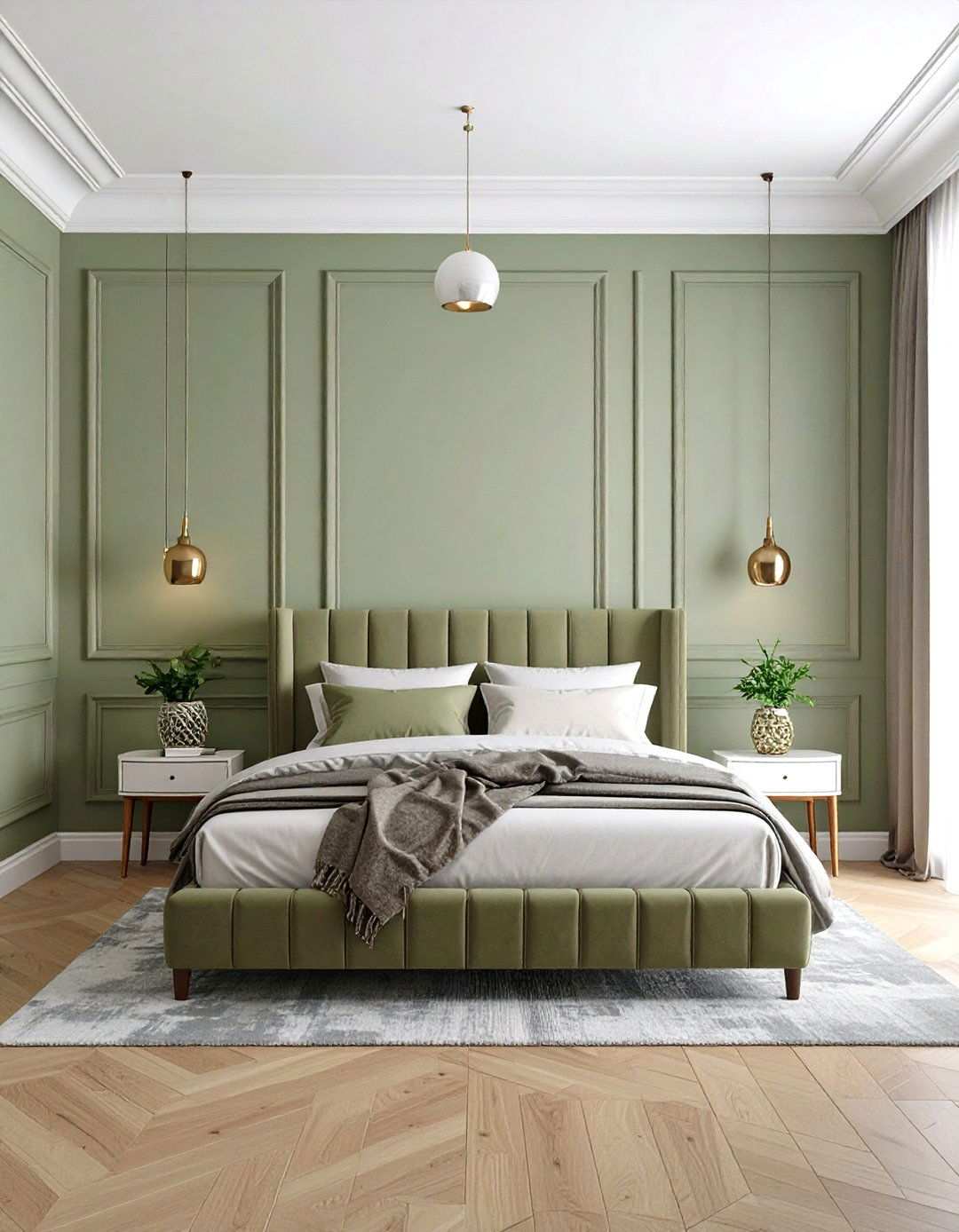 Renter Friendly Peel and Stick Paneled Accent Wall - 20 Bedroom Accent Wall Ideas