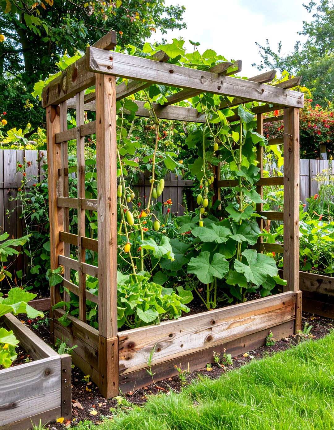 Repurposed Crib Rail Trellis - 20 Cucumber Trellis Ideas