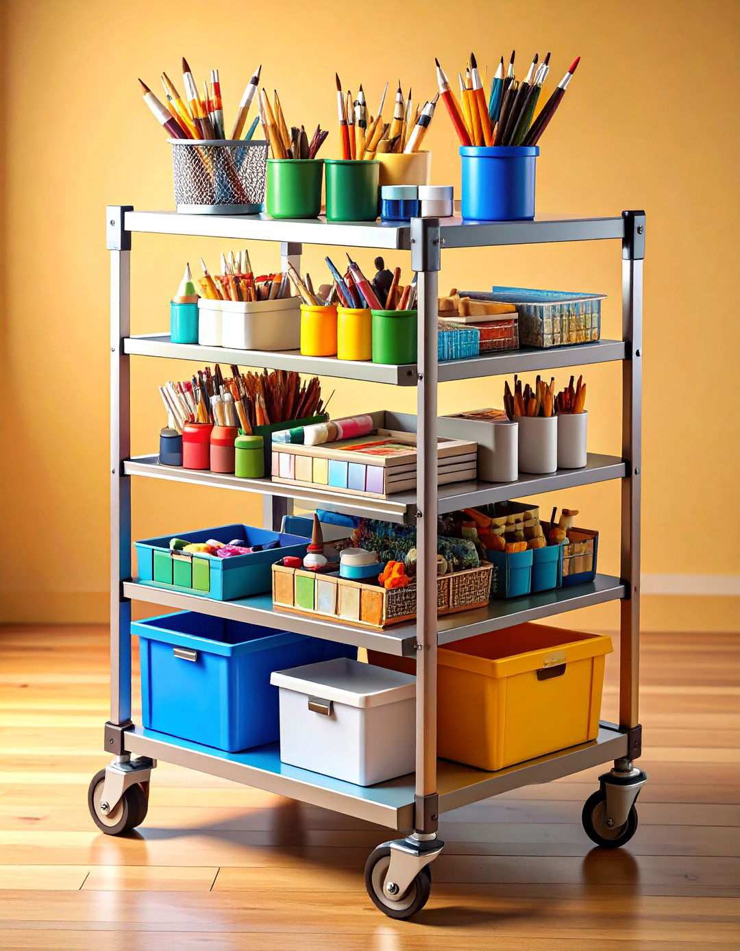 Rolling Cart Art Room Storage Solutions - 20 Art Room Ideas