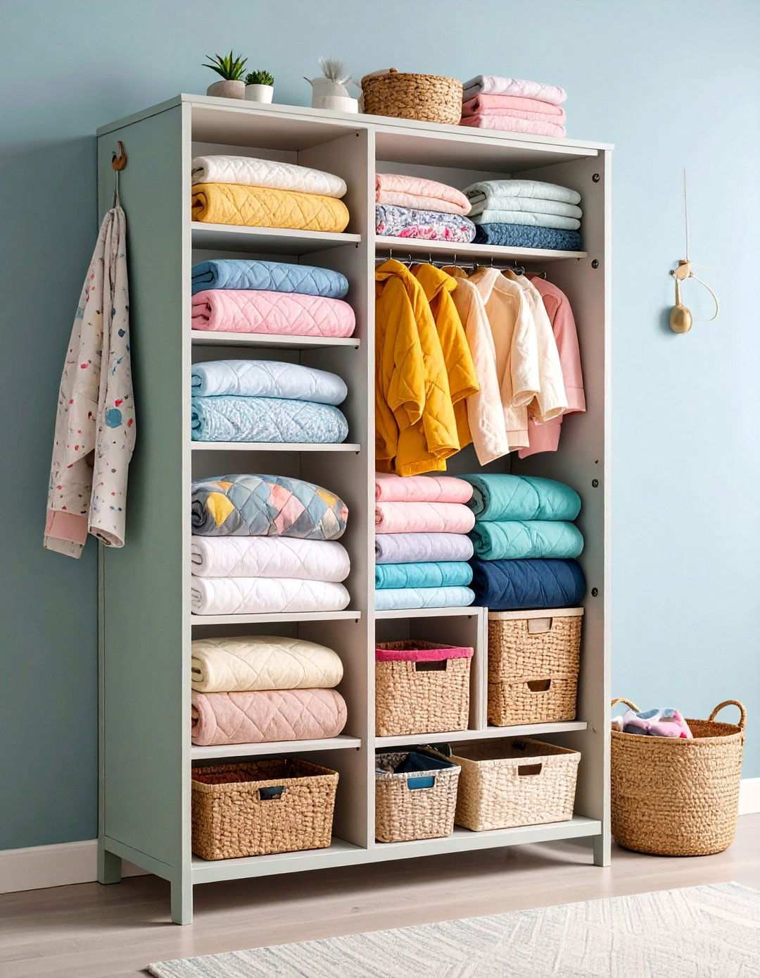 Rolling Linen Cart Serves Mobile Bedding Storage - 20 Bedding Storage Ideas