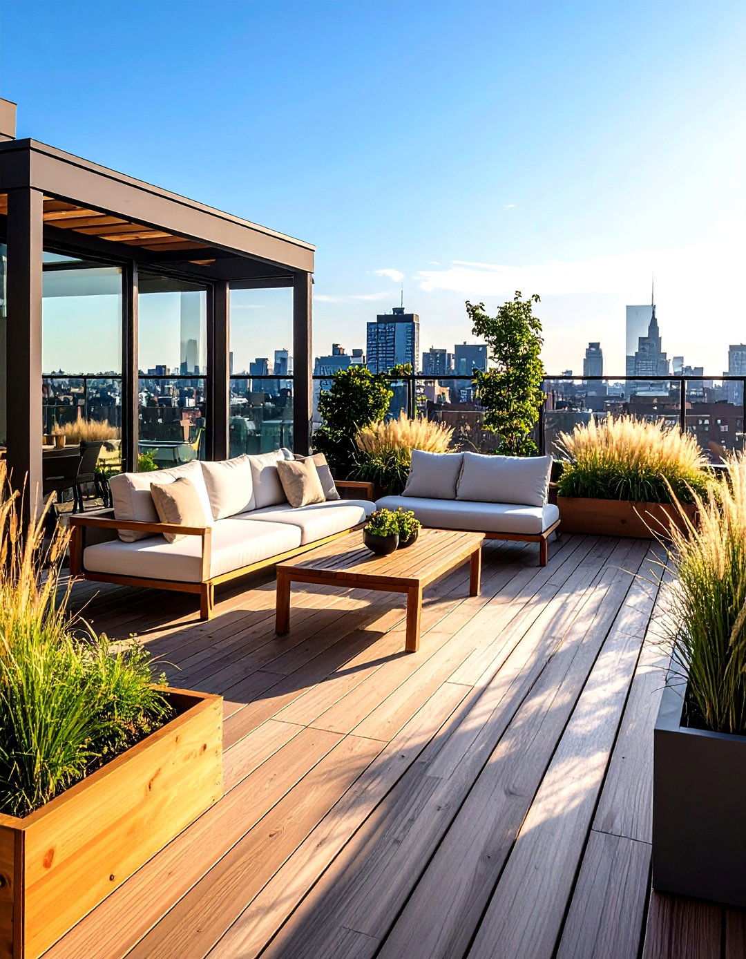 Rooftop Deck with Wind Screens - 20 Backyard Deck Ideas