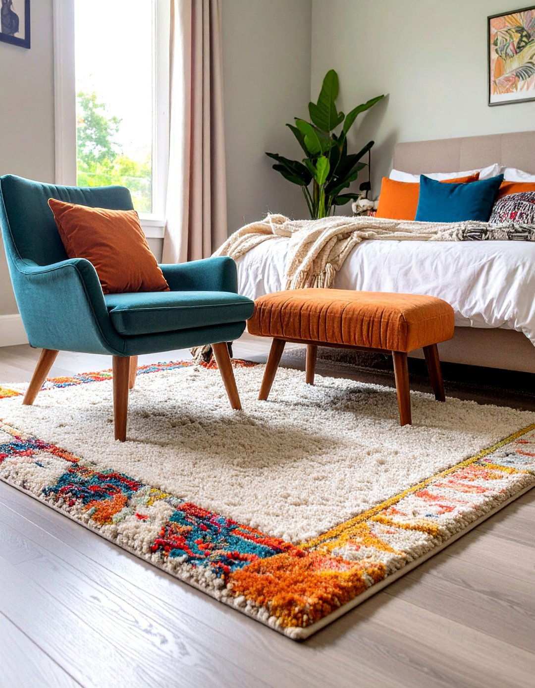 Rug Defined Bedroom Seating Area - 20 Bedroom Seating Area Ideas