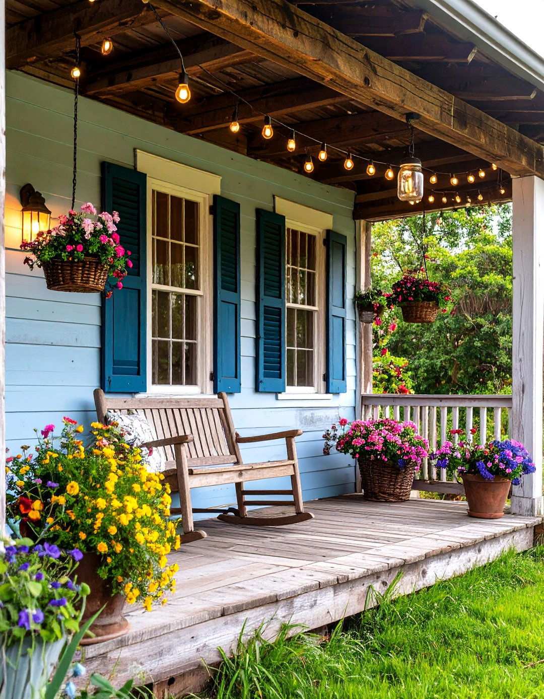 Rustic Farmhouse Barndominium Front Porch with Reclaimed Wood - 20 Barndominium Front Porch Ideas