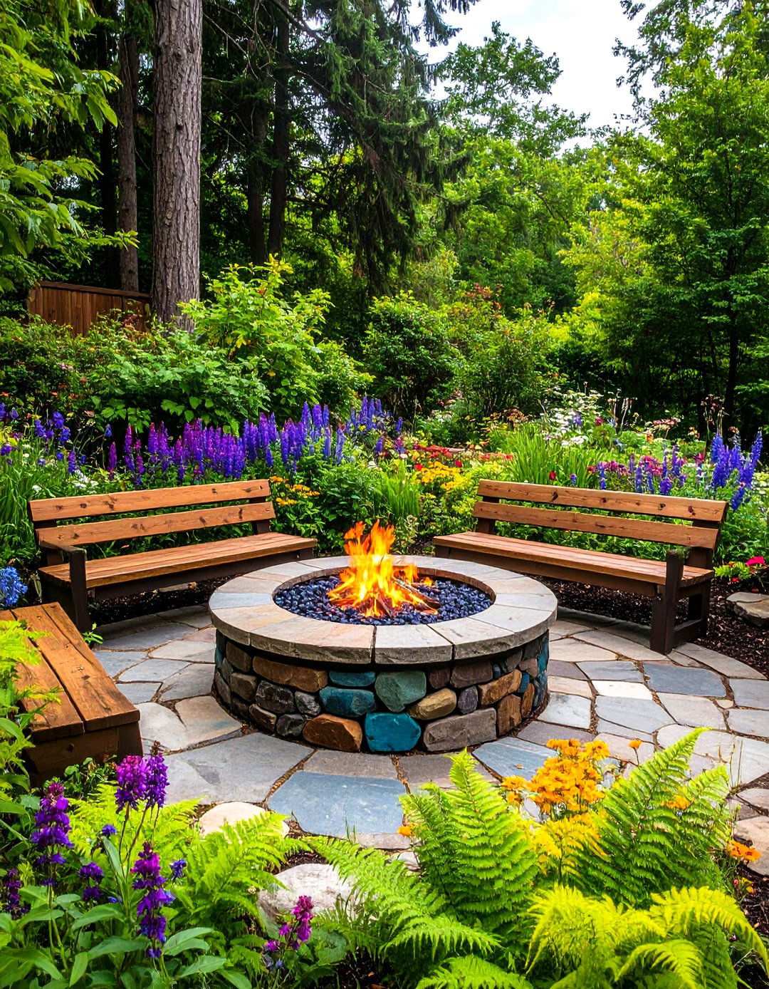 Rustic Fire Pit with Natural Wood Elements - 20 Backyard Fire Pit Ideas Landscaping