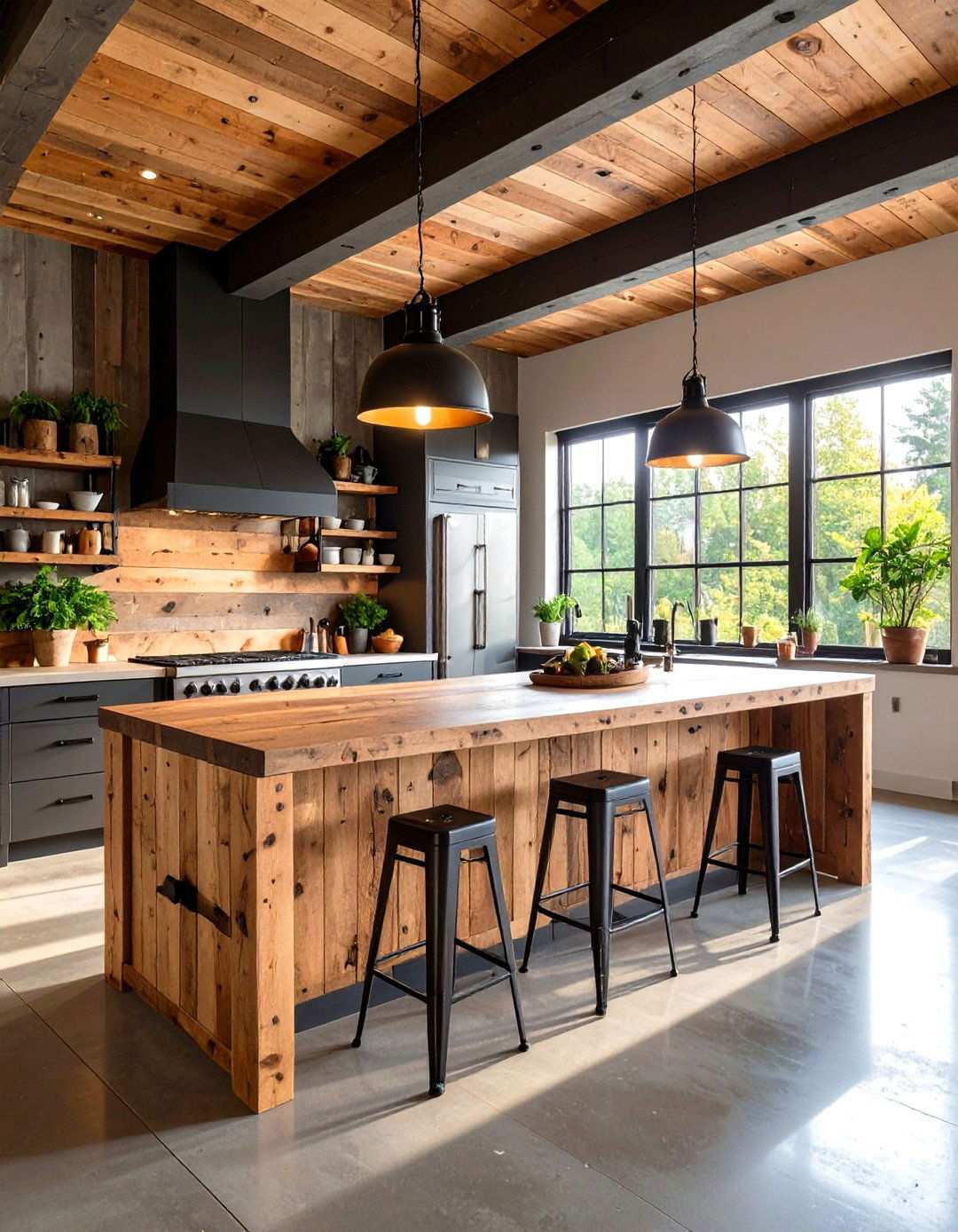 Rustic Industrial Barndominium Kitchen Blending Wood and Steel - 20 Barndominium Kitchen Ideas