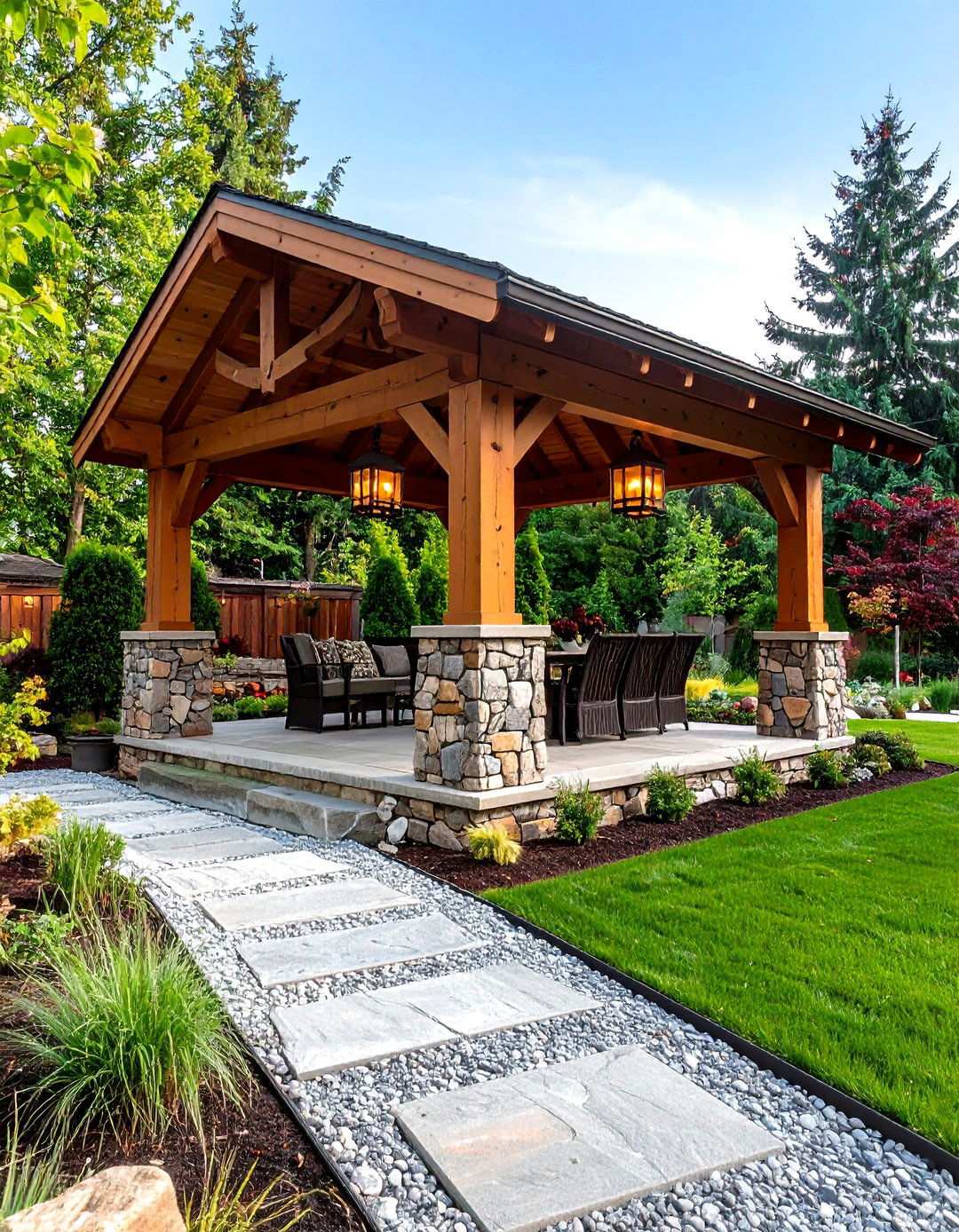 Rustic Stone and Timber Gazebo - 20 Backyard Gazebo Ideas