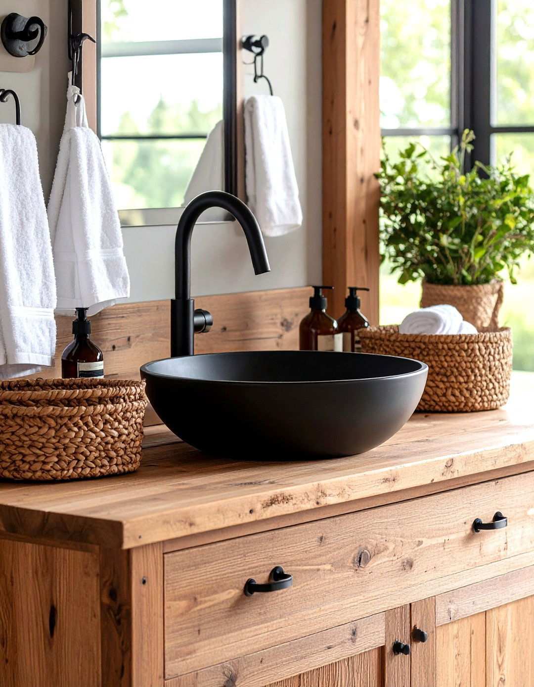 Rustic Warmth Reclaimed Wood and Iron Black Fixtures - 20 Bathroom With Black Fixtures