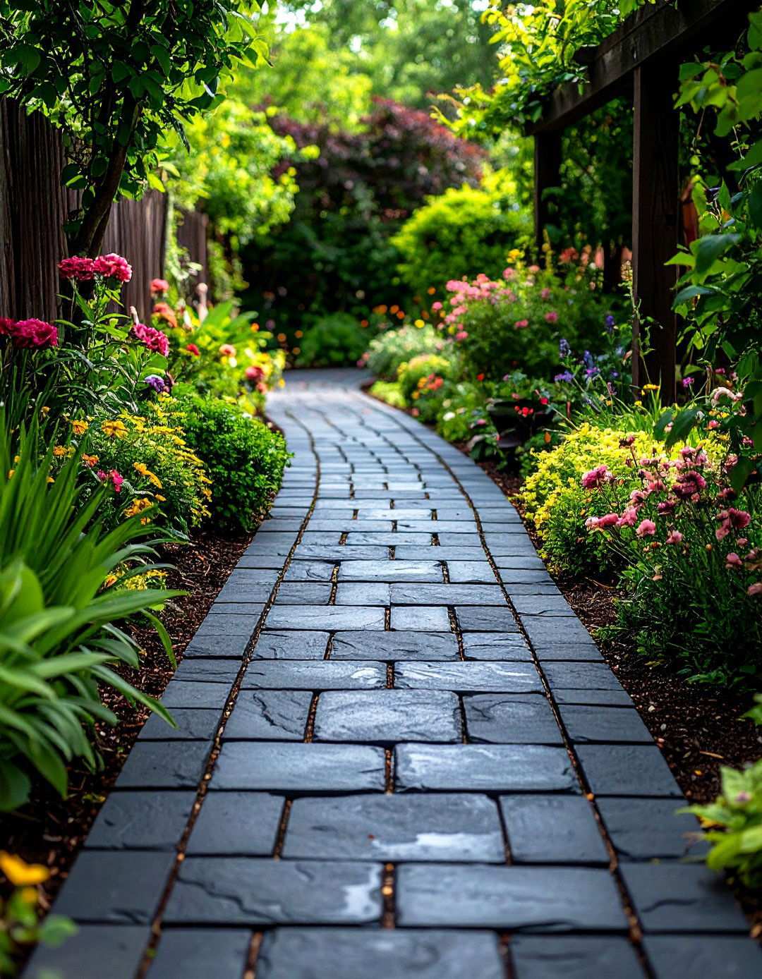 Rustic Weathered Black Brick Walkway Style - 20 Black Brick Walkway Ideas