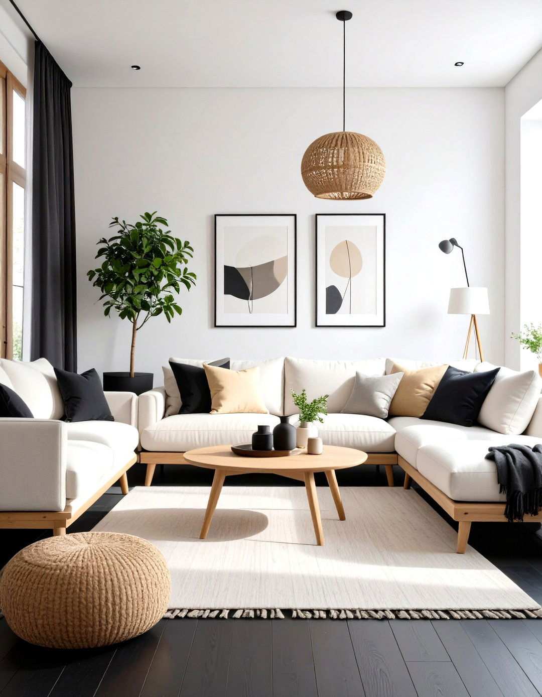 Scandinavian Minimal Reimagined - 20 Black Floor Living Room Ideas