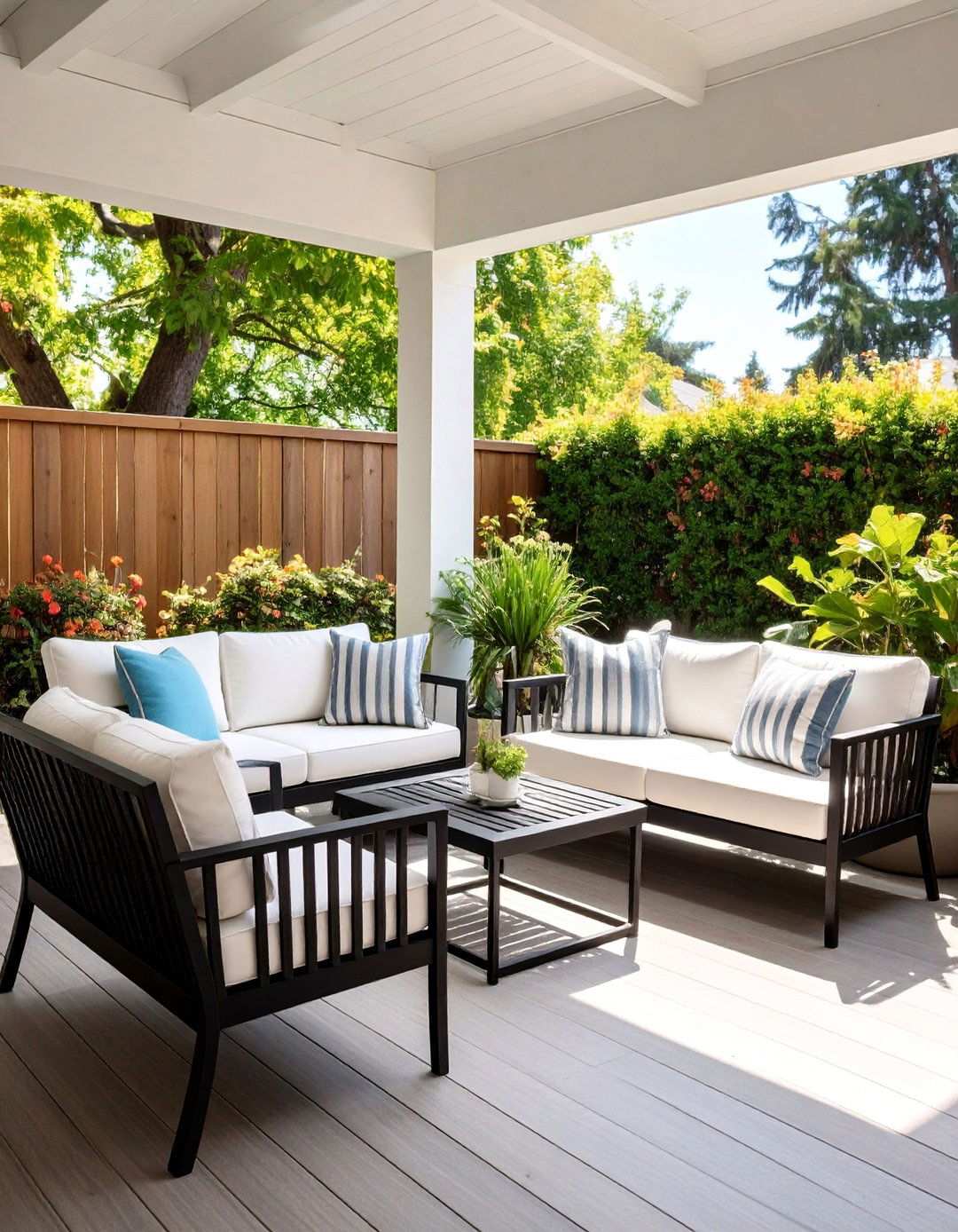 Scandinavian Minimalist Seating Ensemble - 20 Black and White Patio Ideas