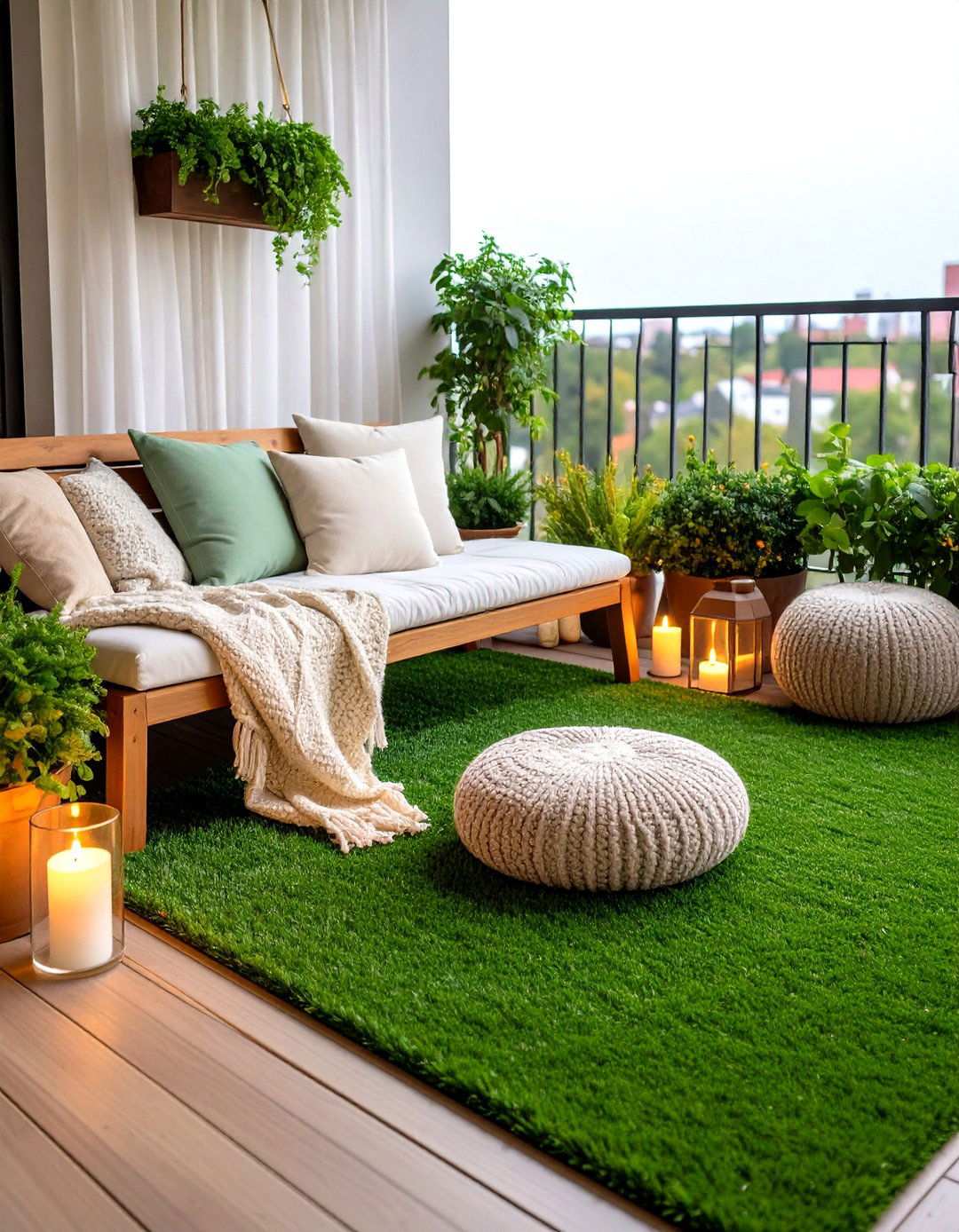 Scandinavian Style Retreat Artificial Grass Design - 20 Artificial Grass Balcony Design
