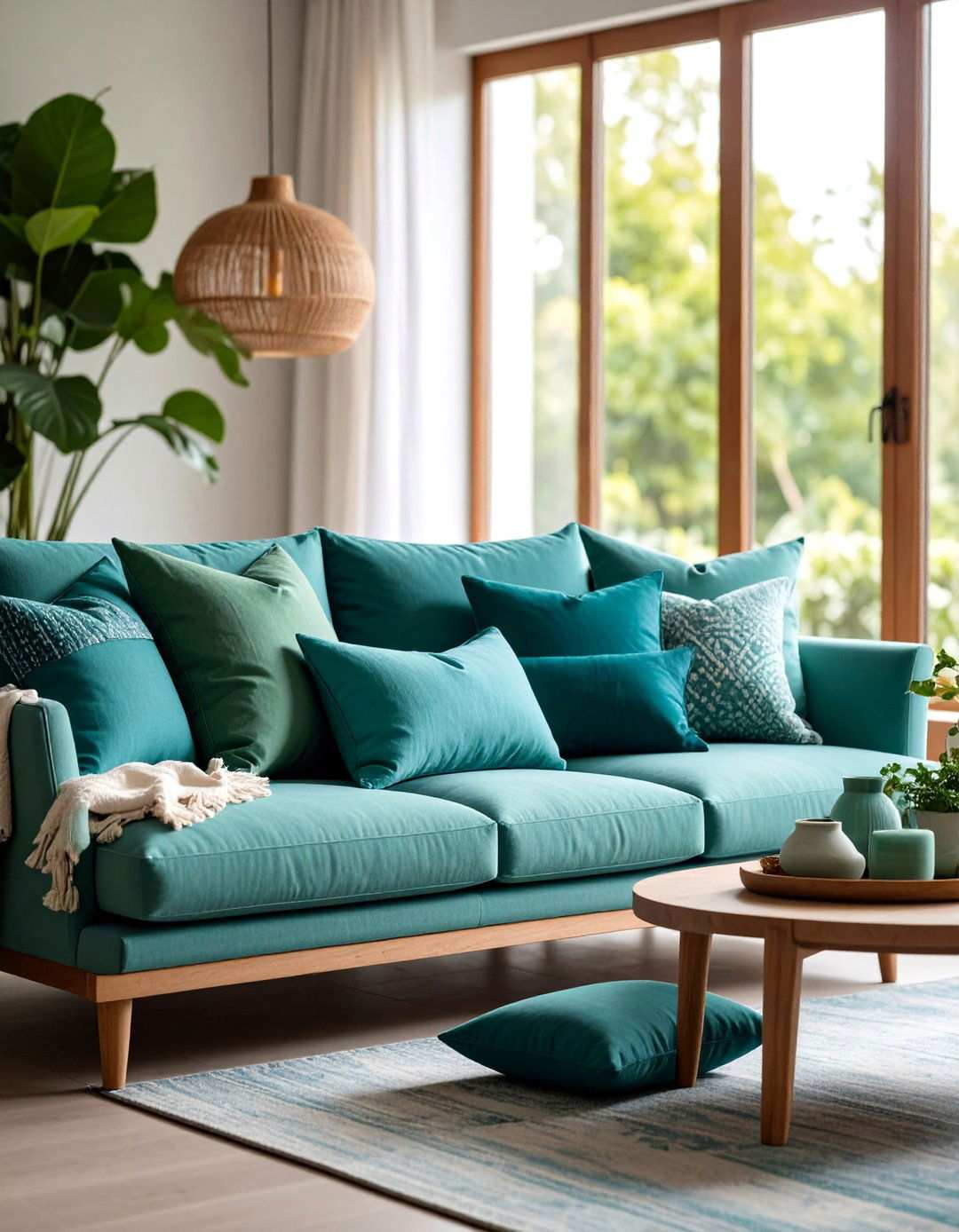 Scatter Sea Glass Pillows for Subtle Pops of Coastal Color - 20 Beach House Living Room Ideas