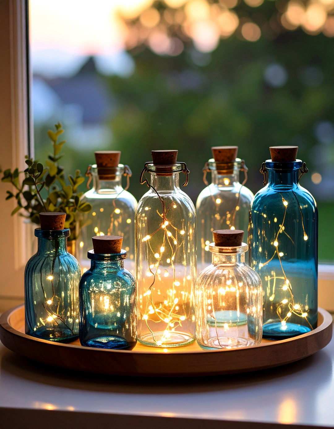 Sea Glass and Bottle Accents Add Shimmer to a Beach Bedroom - 20 Beach Themed Bedroom Ideas