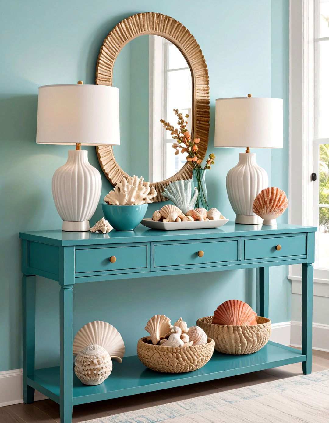 Seashell and Coral Touches Refresh Beach House Decor - 20 Beach House Decor Ideas