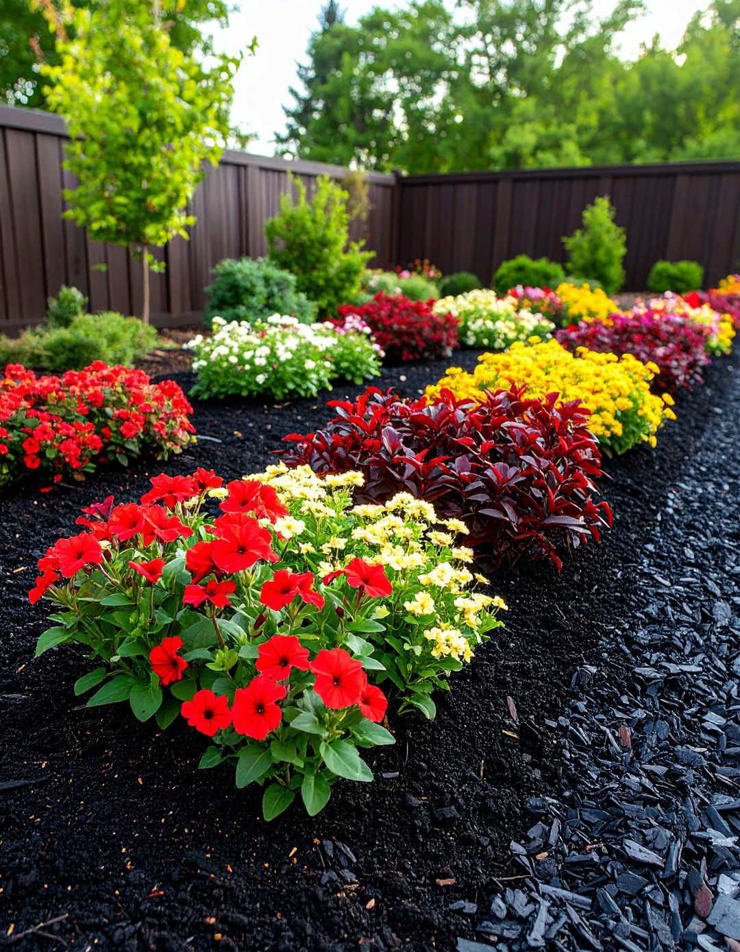 Seasonal Color Swaps Made Bolder by Black Mulch - 20 Black Mulch Landscaping Ideas