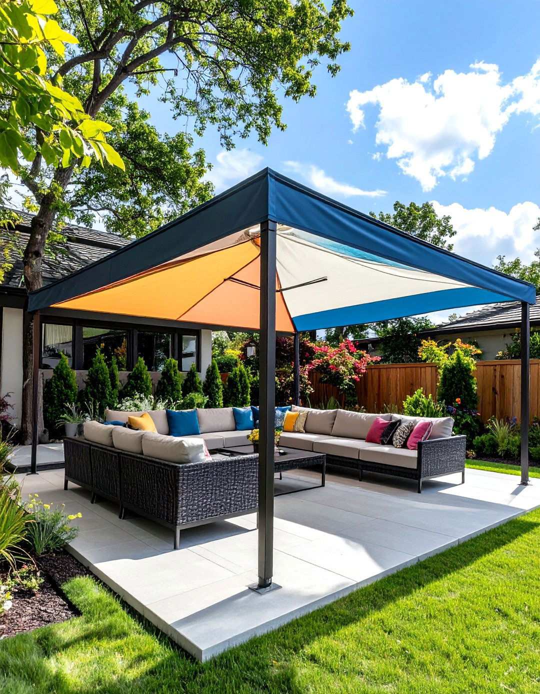 Shade Sail Privacy Covers for Overhead Backyard Protection - 20 Backyard Privacy Ideas