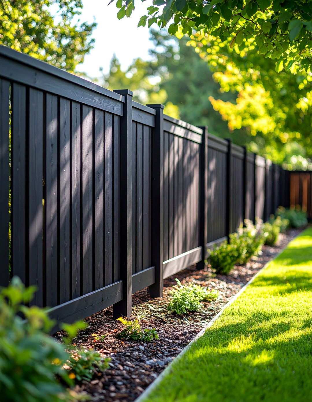 Shadowbox Style Black Fence for Airflow and Style - 20 Black Fence Ideas