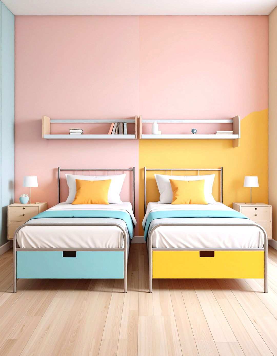 Side by Side Twin Bed Arrangement - 20 2 Beds in One Small Room Ideas