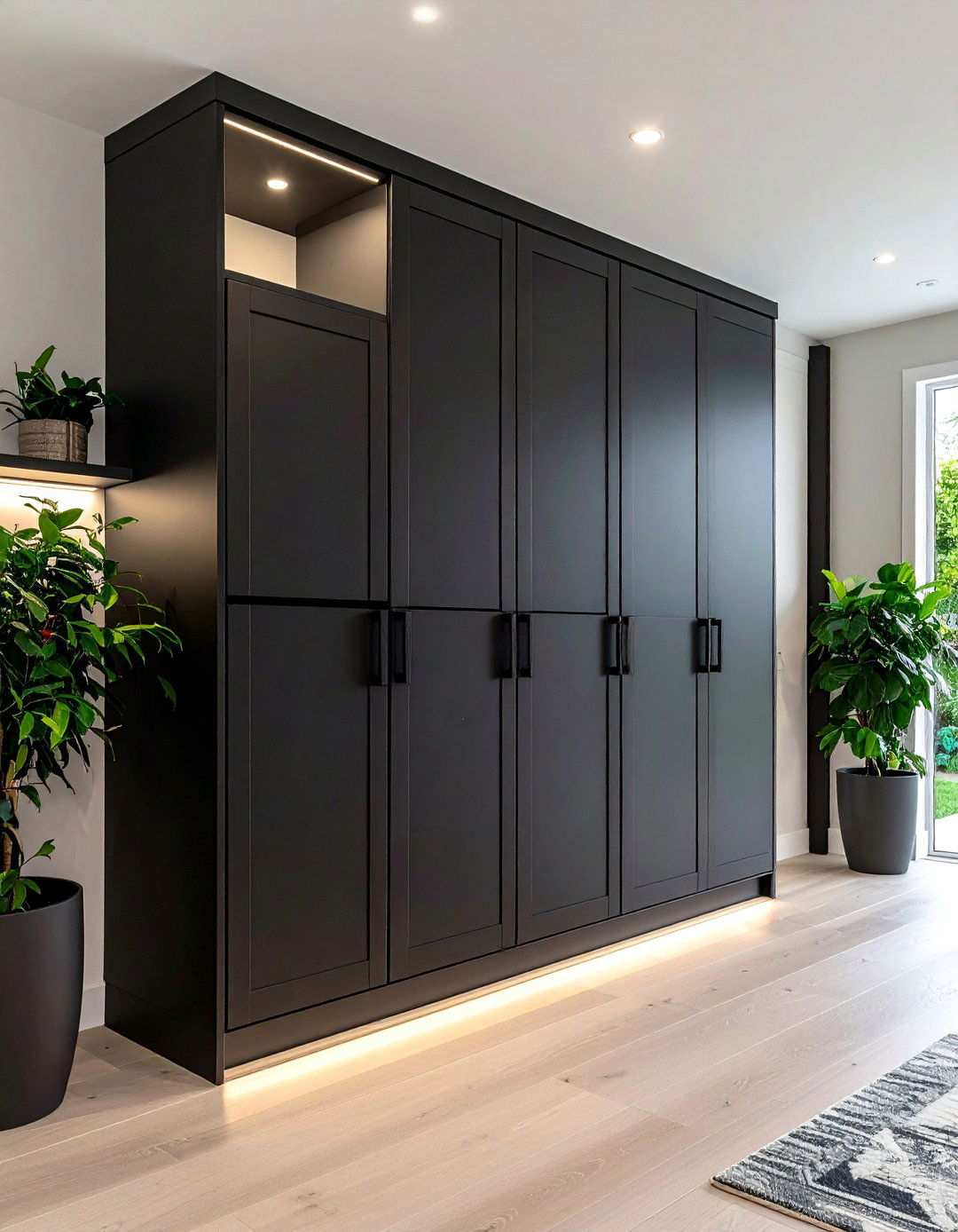 Sleek Hidden Storage Painted Black - 20 Black and White Entryway Design Ideas