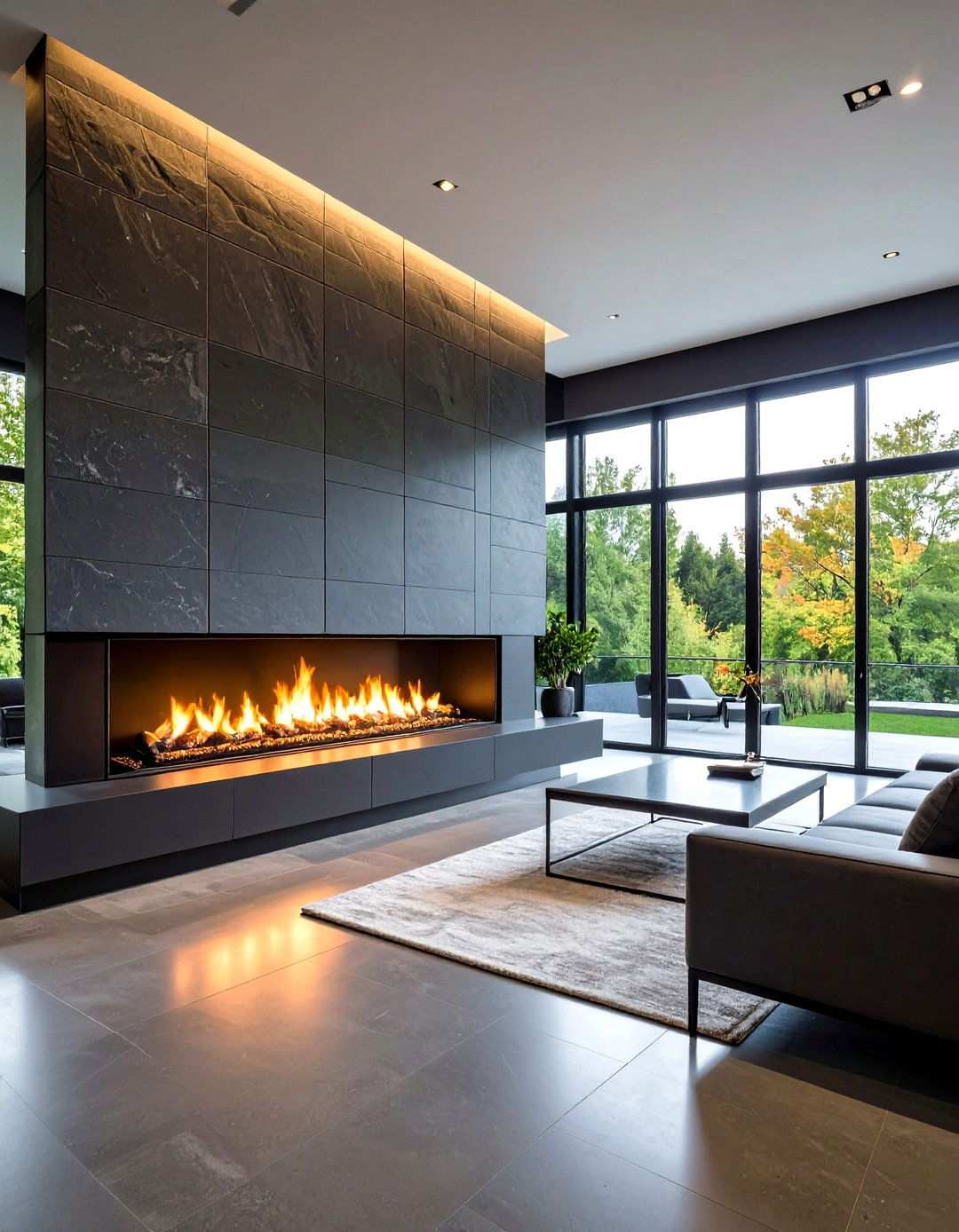 Sleek Slate Surround - 20 Stone Fireplace Ideas