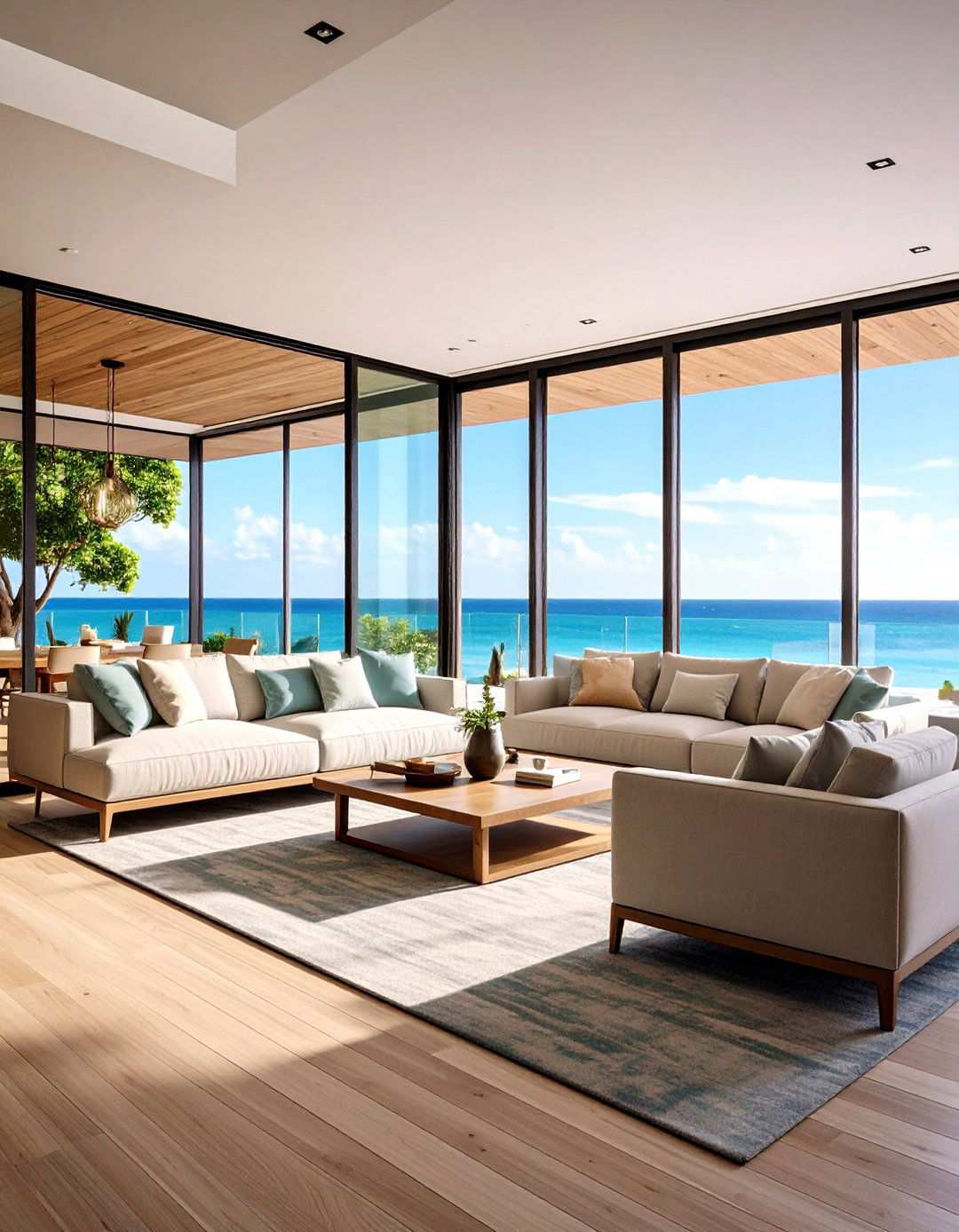 Slide Away Walls with Oversize Glass Doors to Merge Indoors and Out - 20 Beach House Living Room Ideas