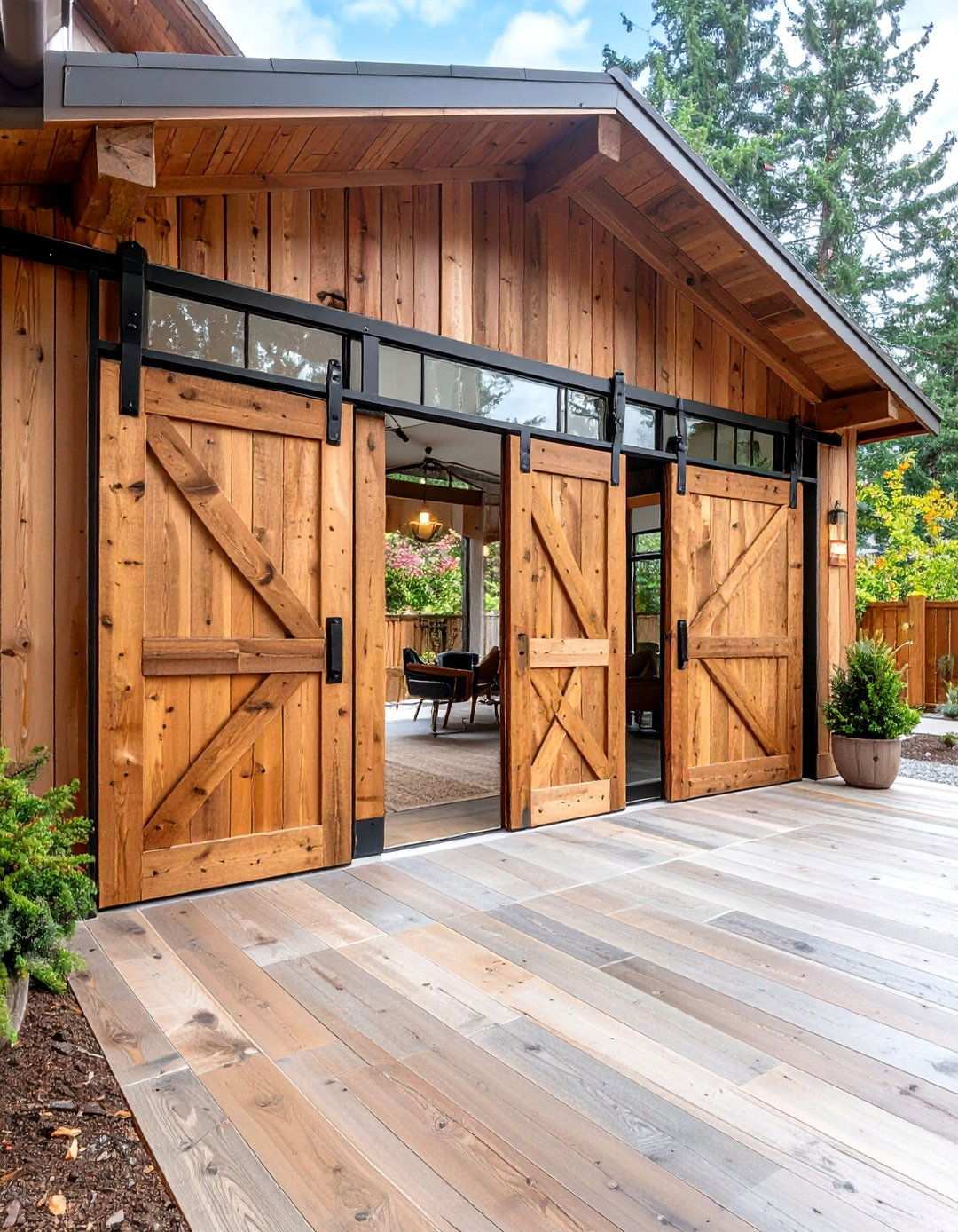 Sliding Barn Doors for Space Division - 20 Barndominium Interior Ideas
