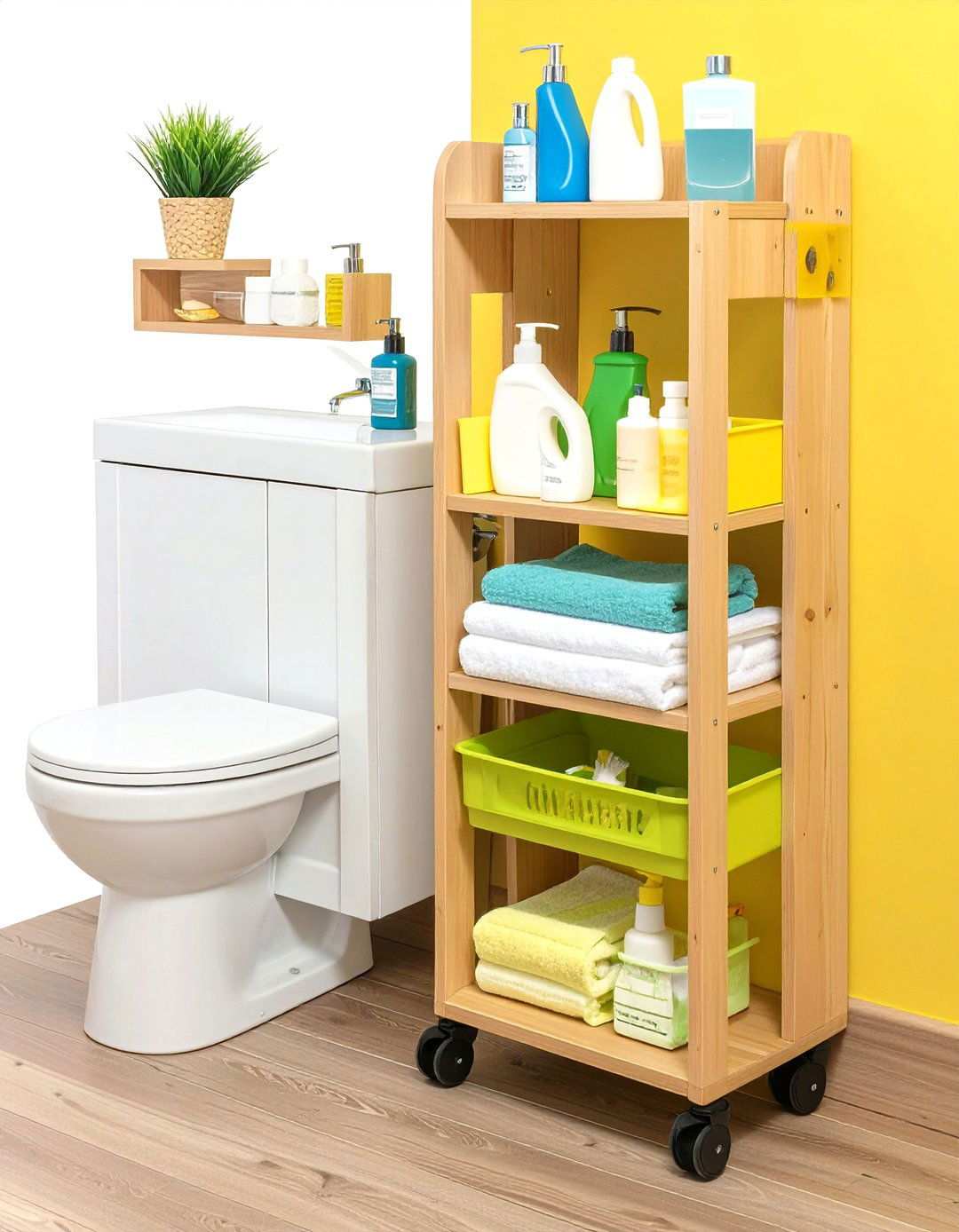 Slim Rolling Bathroom Shelf Cart - 20 Bathroom Shelf Ideas