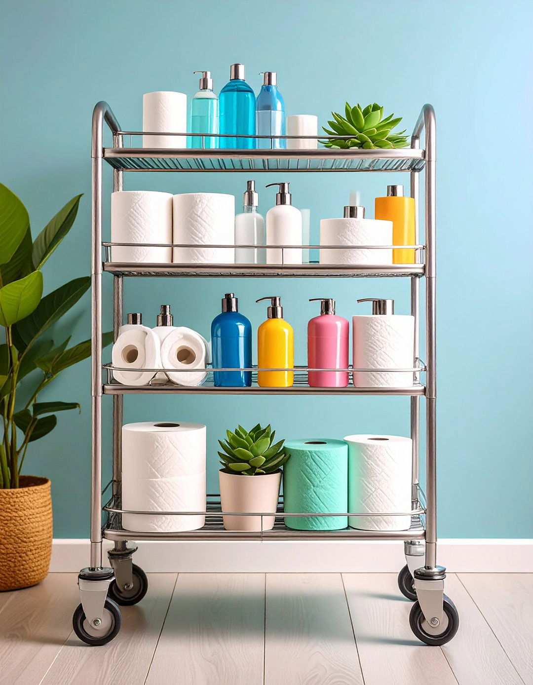 Slim Rolling Cart Bathroom Organization - 20 Bathroom Organization Ideas