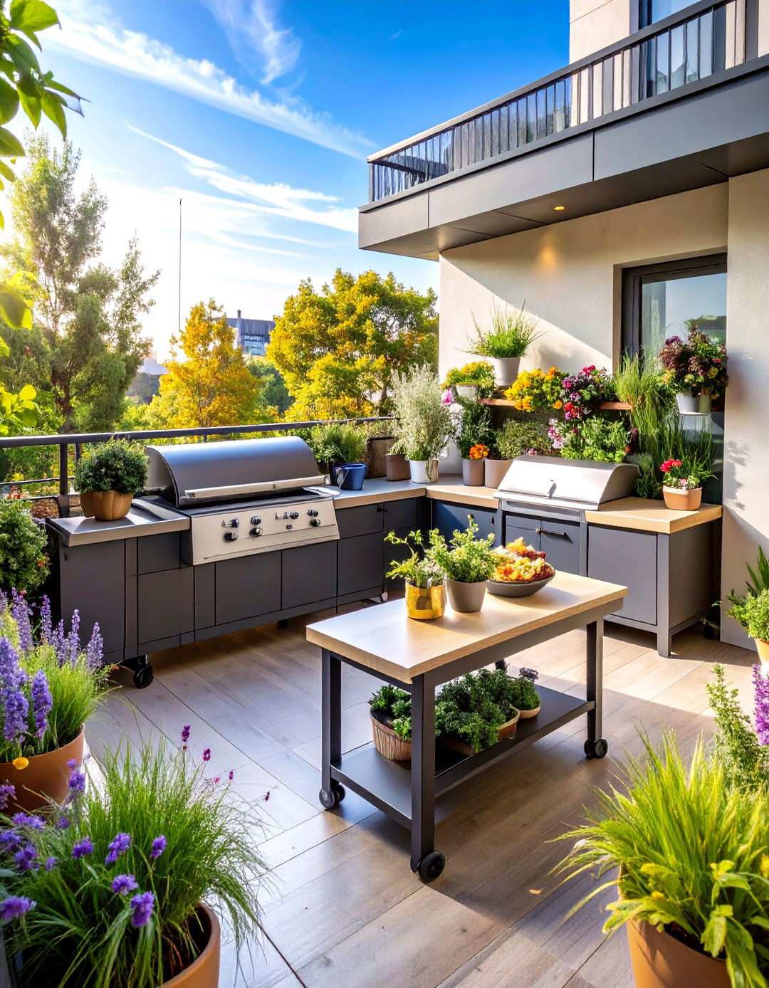 Small Space Compact BBQ Area with Vertical Storage - 20 bbq area ideas