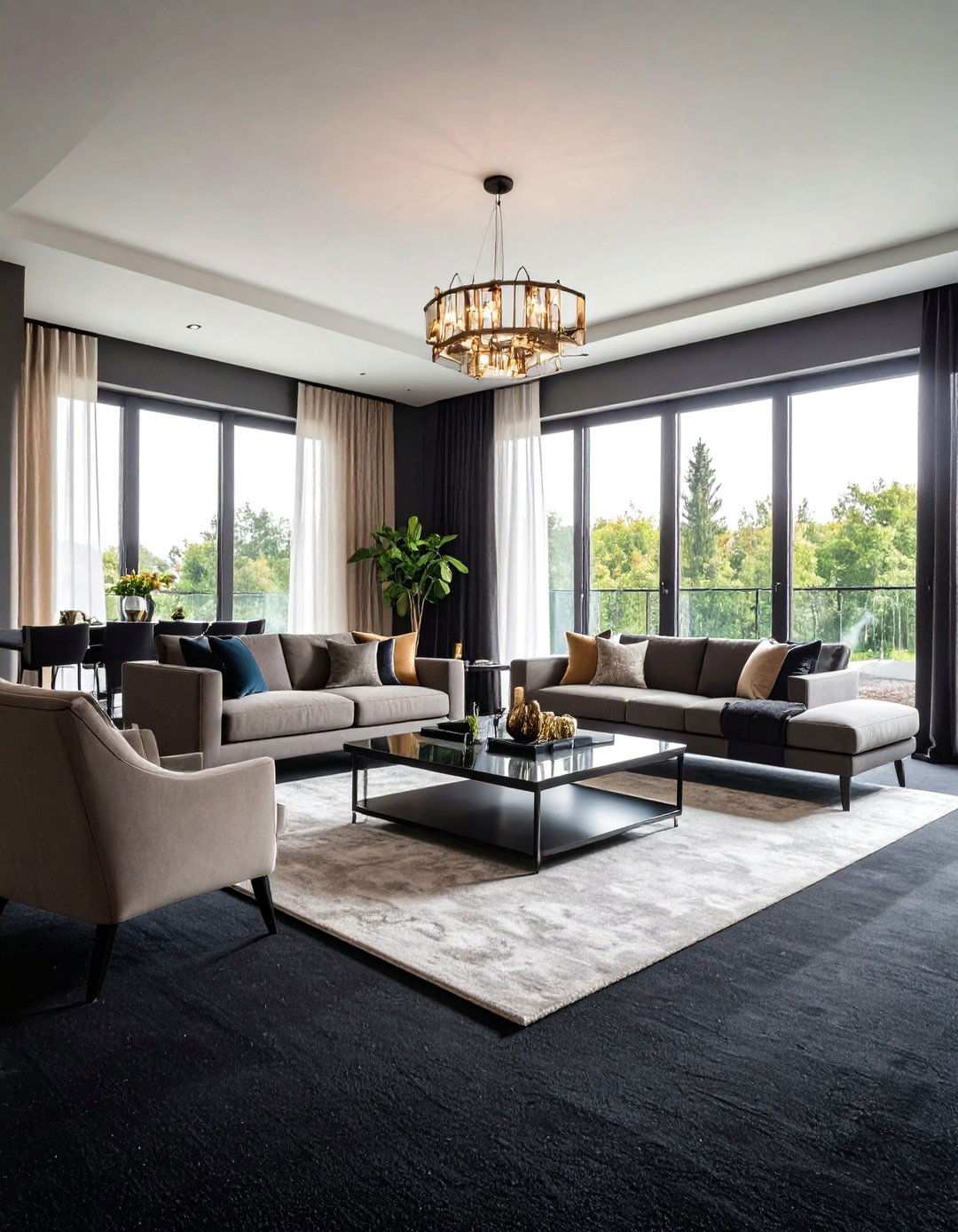 Small Space Magic With Dark Flooring - 20 Black Carpet Living Room Ideas