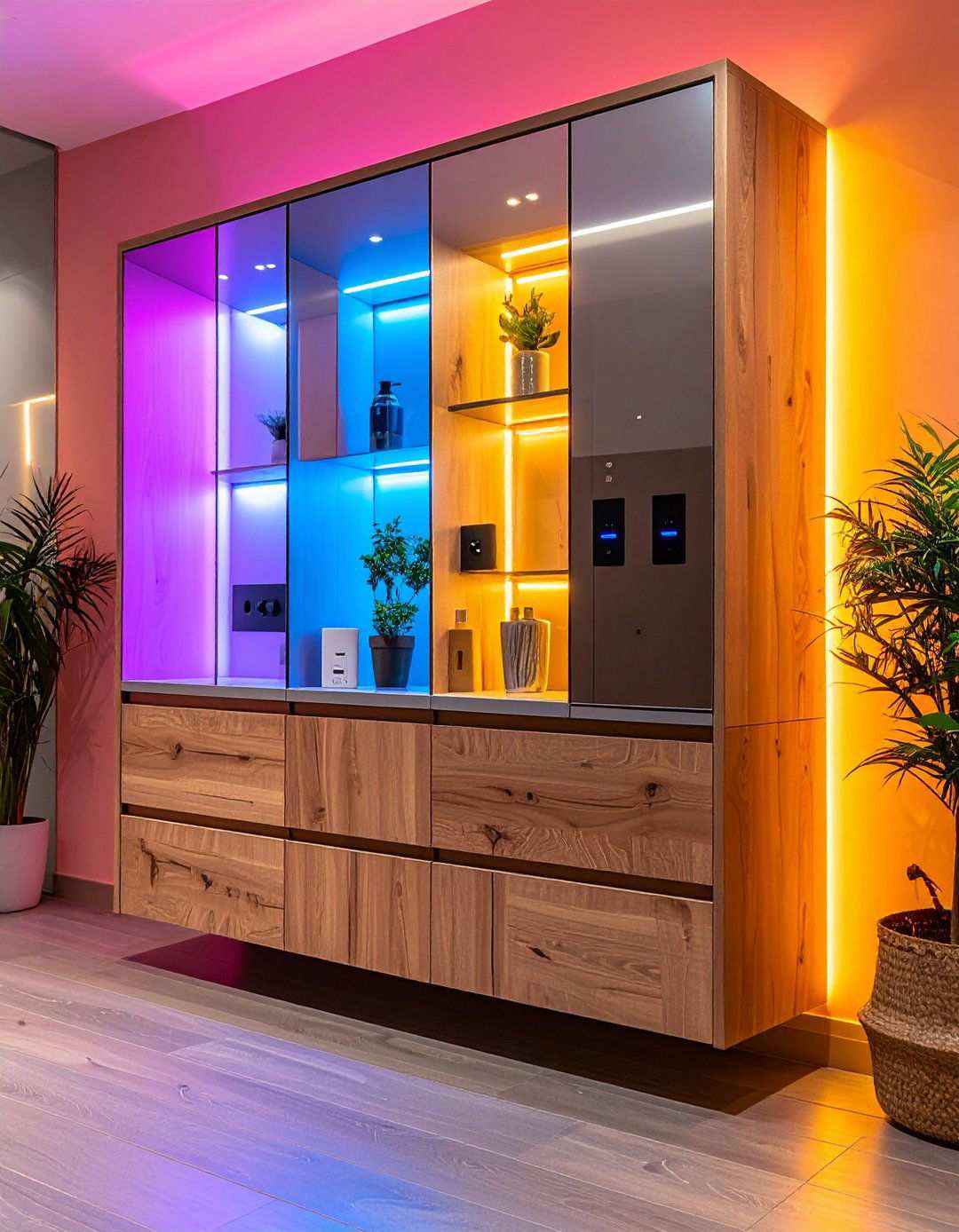 Smart Bathroom Cabinet with Built In Charging Dock - 20 Bathroom Cabinet Ideas