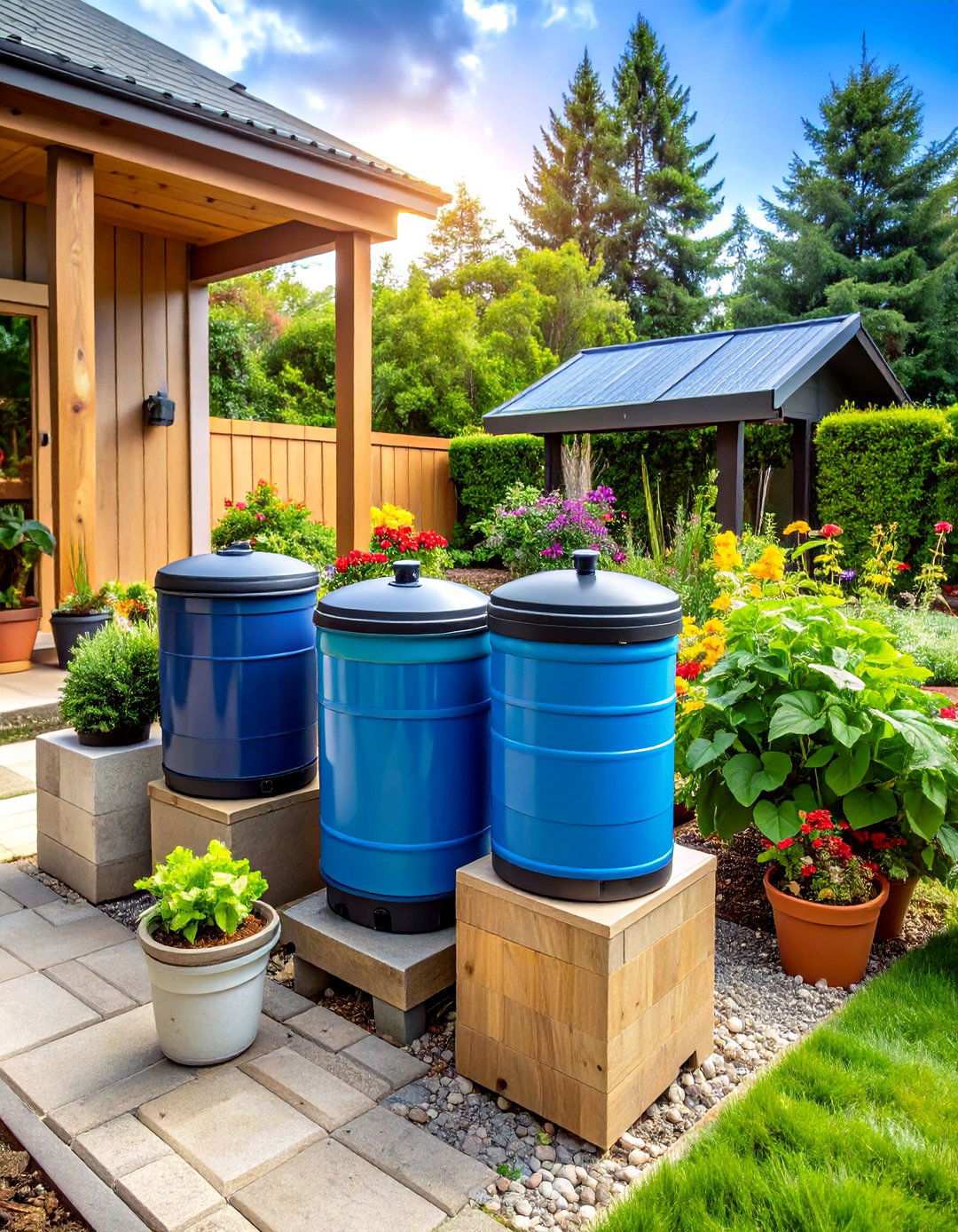 Smart Irrigation and Rain Barrels Sustain the Backyard Oasis - 20 Backyard Oasis Ideas