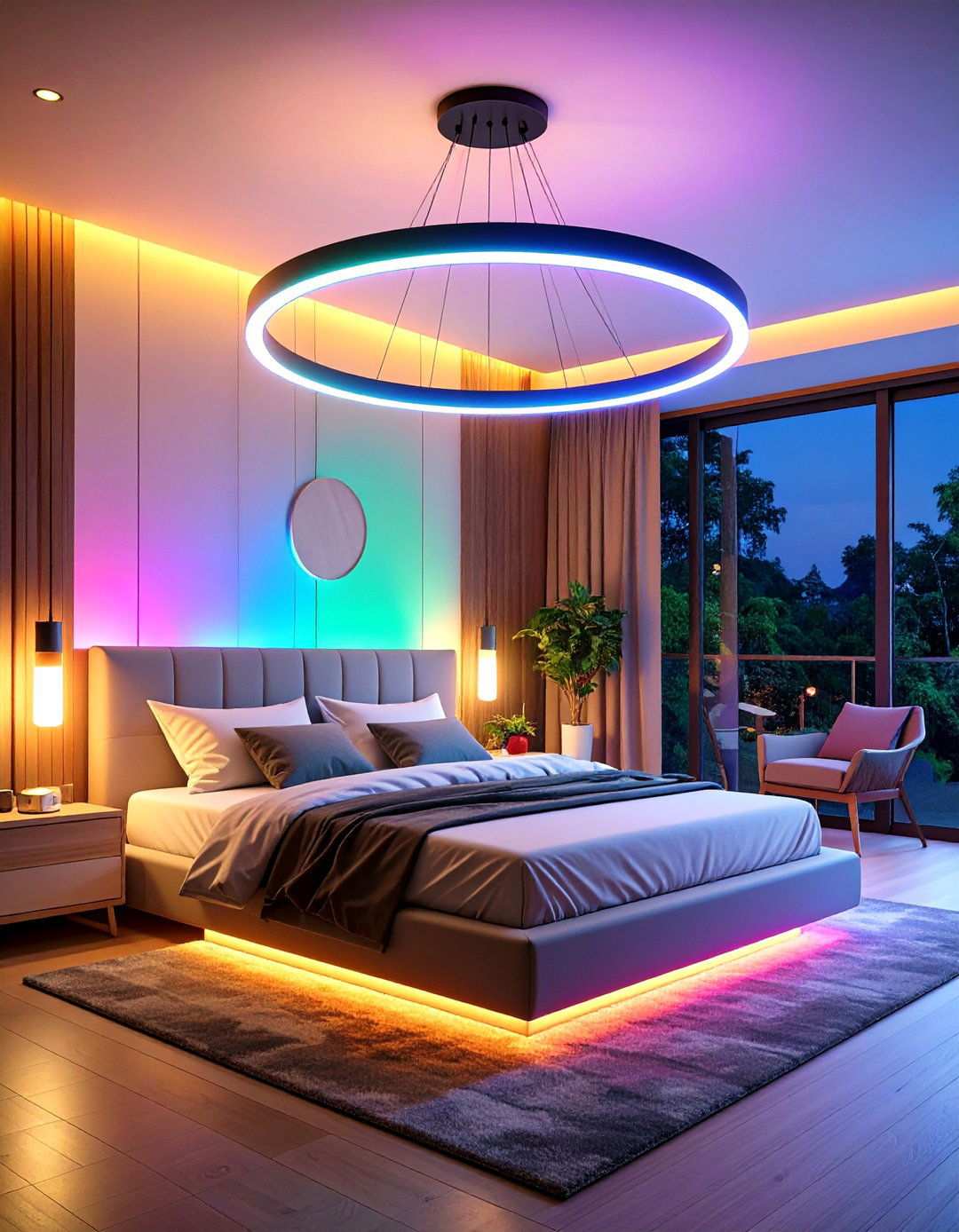 Smart LED Ring Chandelier Puts Convenience First - 20 Bedroom Chandelier Ideas