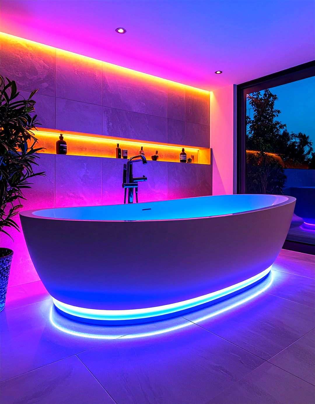 Smart LED Strip Bathtub Surround Tech Glow - 20 Bathtub Surround Ideas