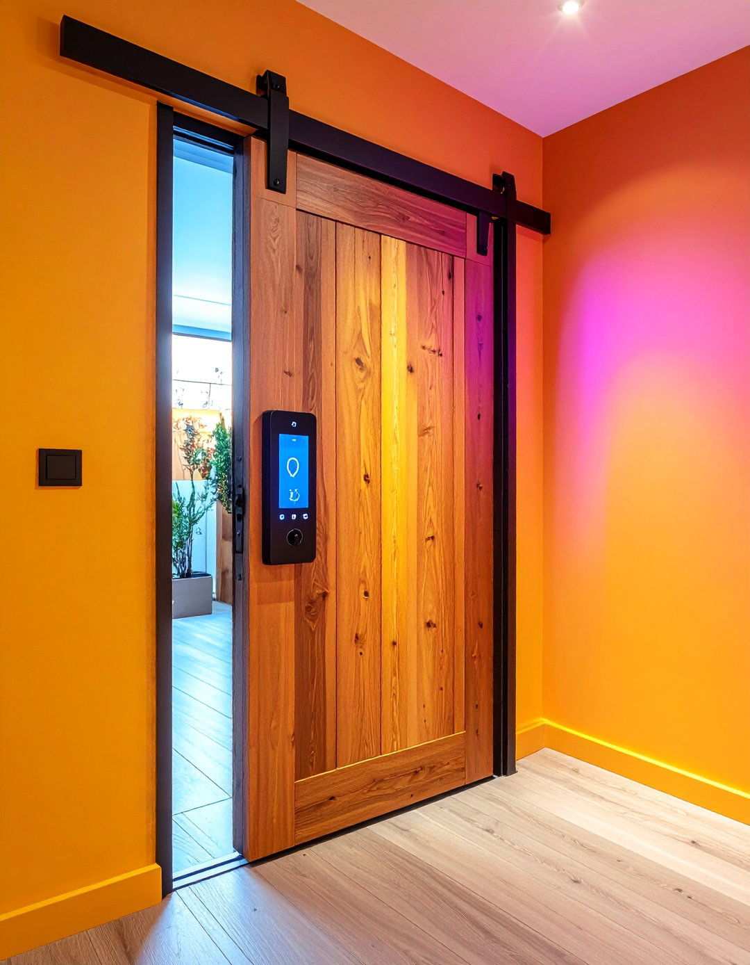 Smart Lock Enabled Barn Door Convenience - 20 Barn Door Ideas