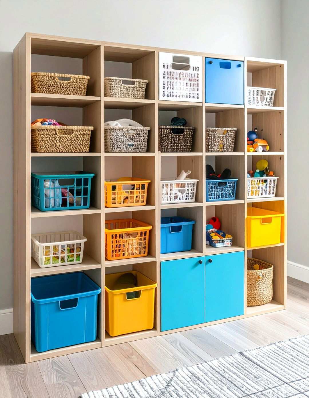 Smart Storage Cube Basement Playroom Organization - 20 Basement Playroom Ideas