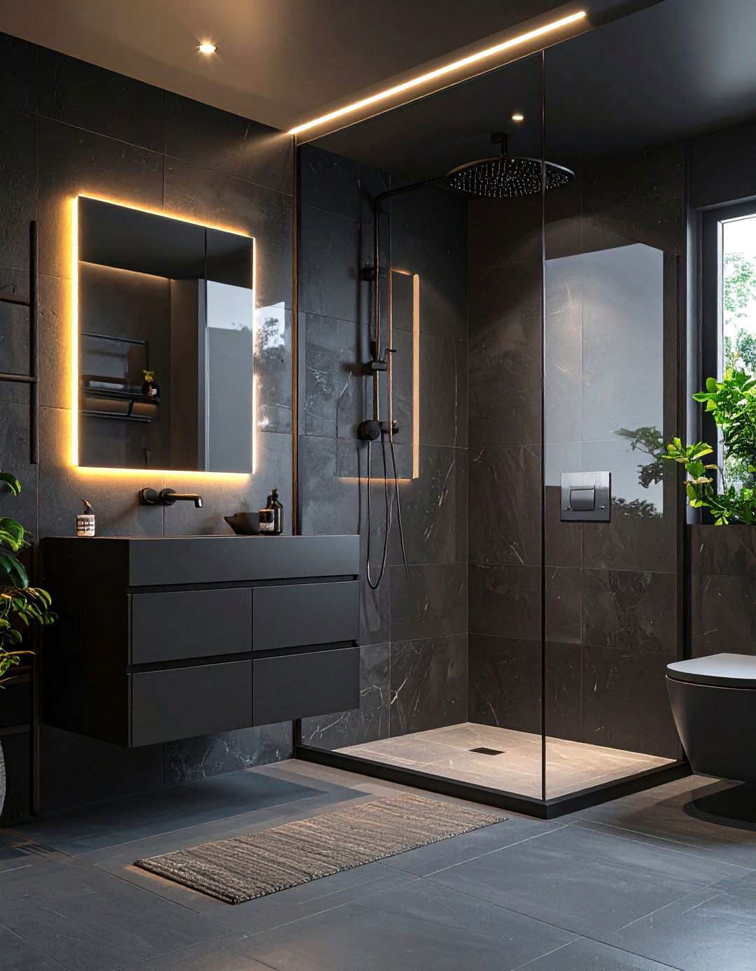 Smart Tech Wellness Suite in Black - 20 Black Bathroom Ideas