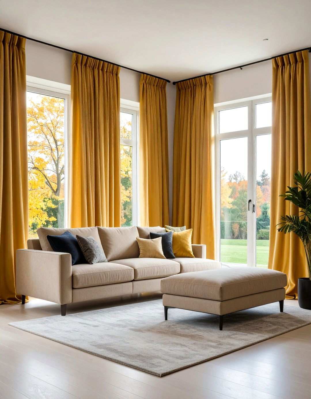 Soft Gold Sheer Curtains to Temper Darkness - 20 Black and Gold Living Room Ideas