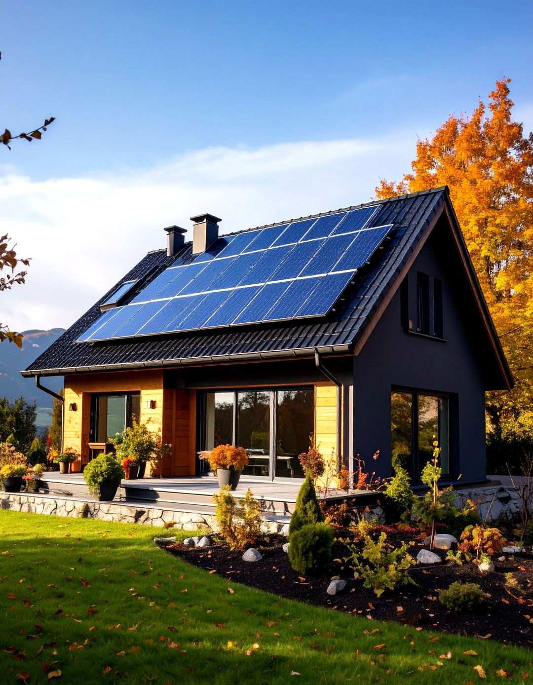 Solar Panels that Disappear on a Black Roof - 20 Black Modern Farmhouse Exterior Design Ideas