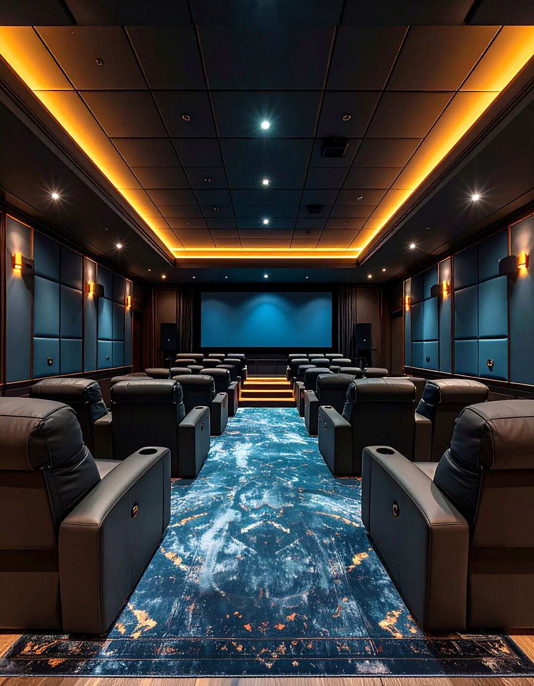 Sound Softening Media Room - 20 Black Ceiling With Grey Walls