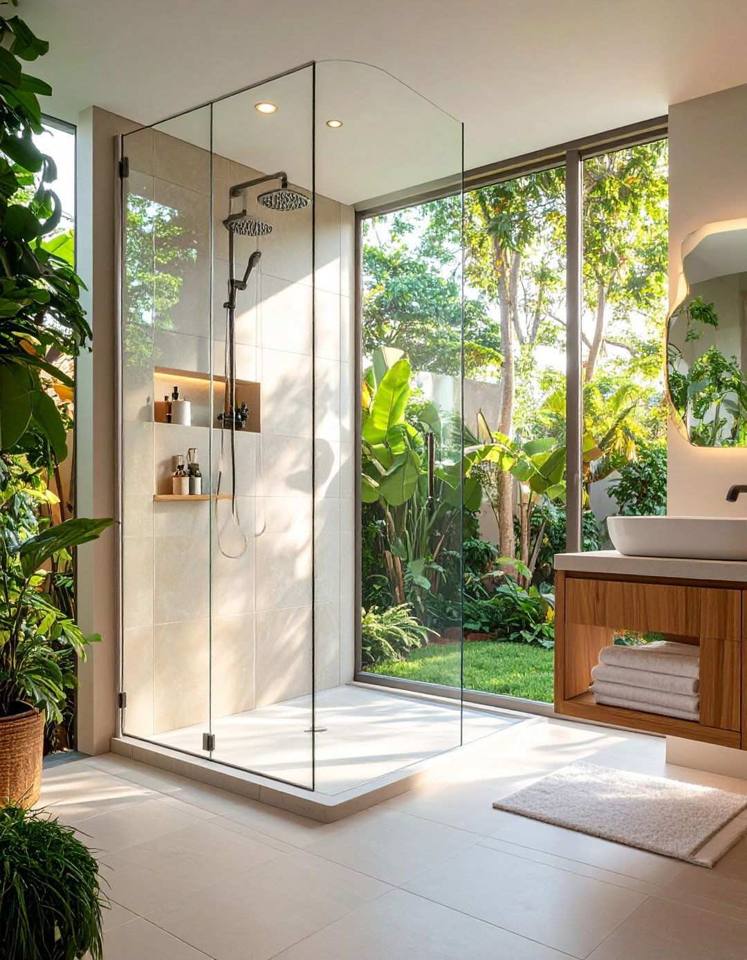 Space Smart Corner Shower - 20 Bathroom Shower Ideas