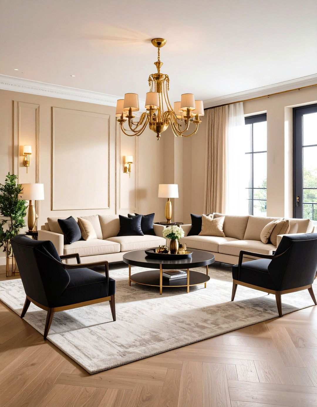 Sparkle with Subtle Metallics - 20 Black and Beige Living Room Ideas