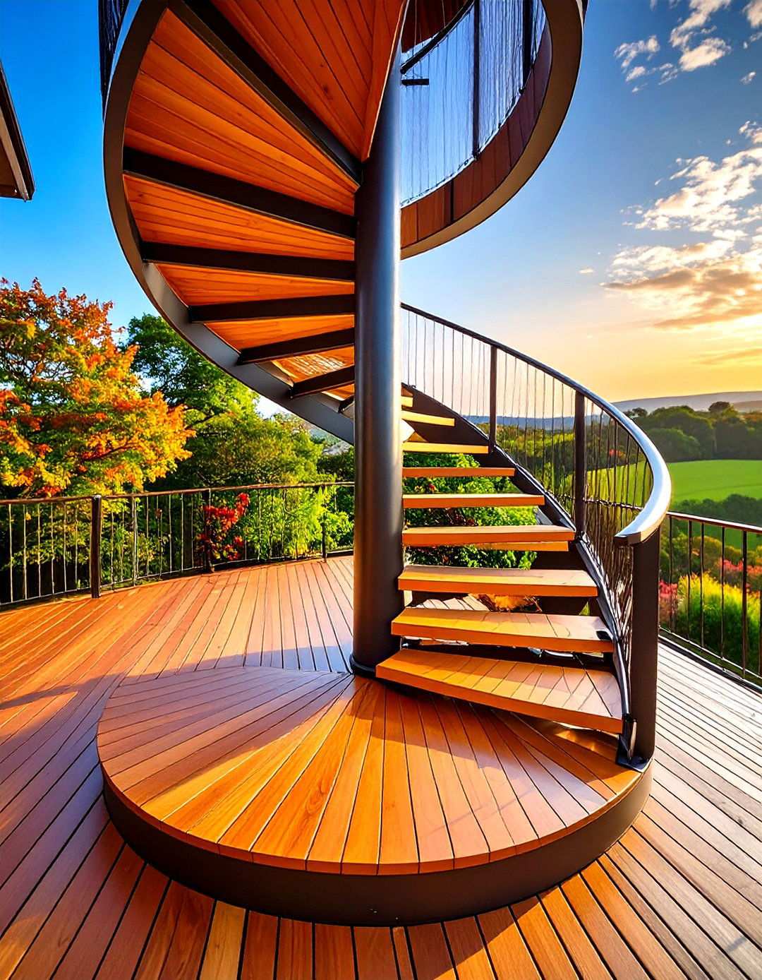 Spiral Staircase Deck with Architectural Drama - 20 2nd Floor Deck Ideas