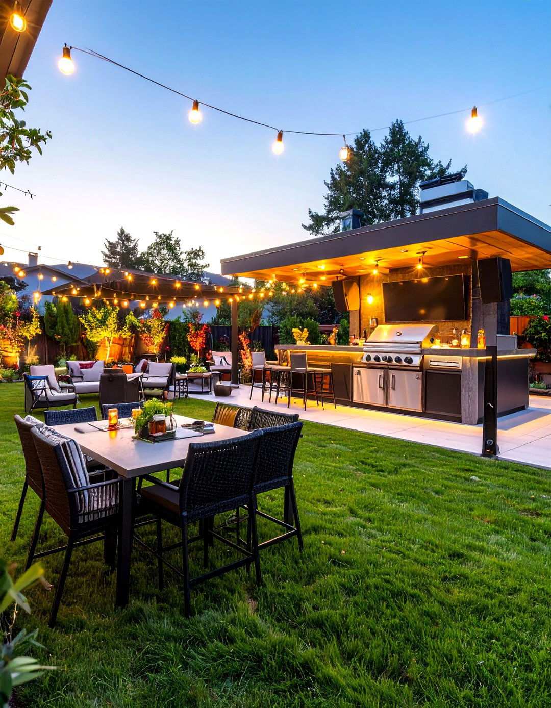 Sports Bar BBQ Area with Entertainment Features - 20 bbq area ideas