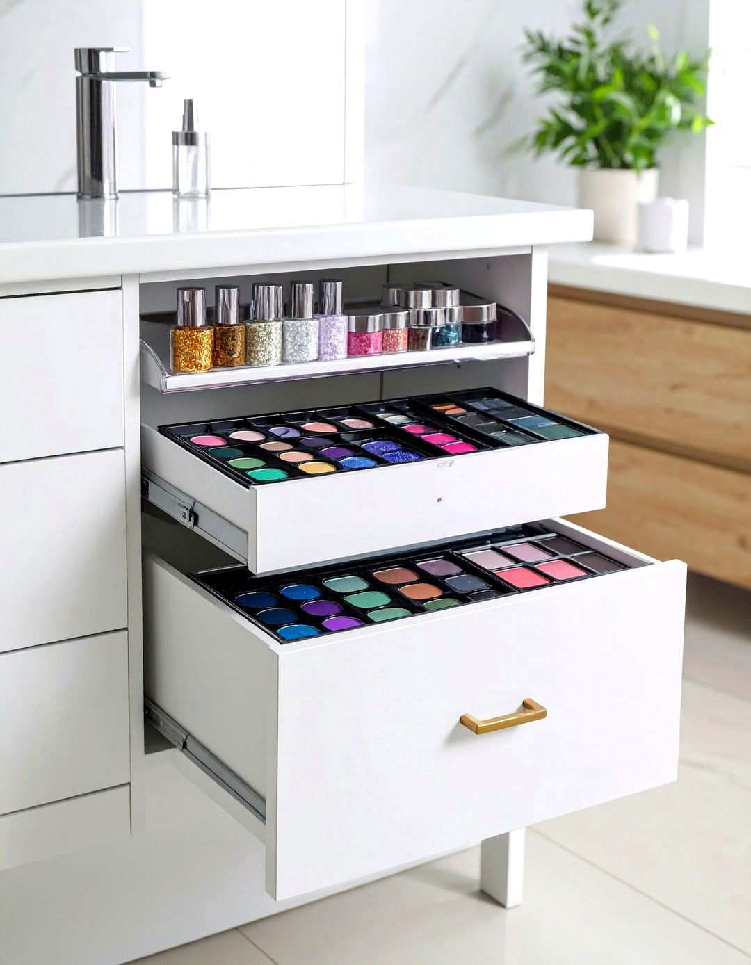 Stackable Trays Maximize Vertical Drawer Space - 20 Bathroom Drawer Organization Ideas